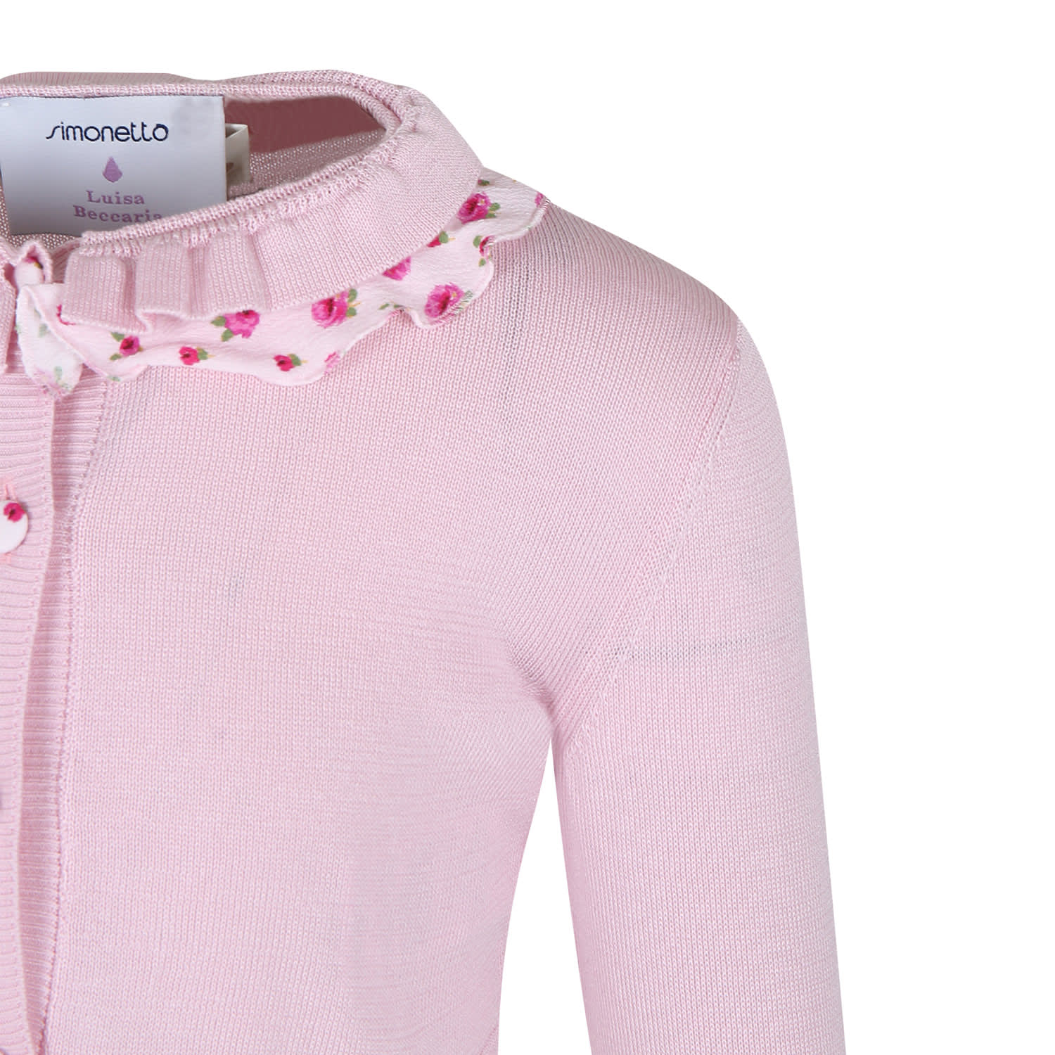 Shop Simonetta Pink Cardigan For Girl With Flowers Print