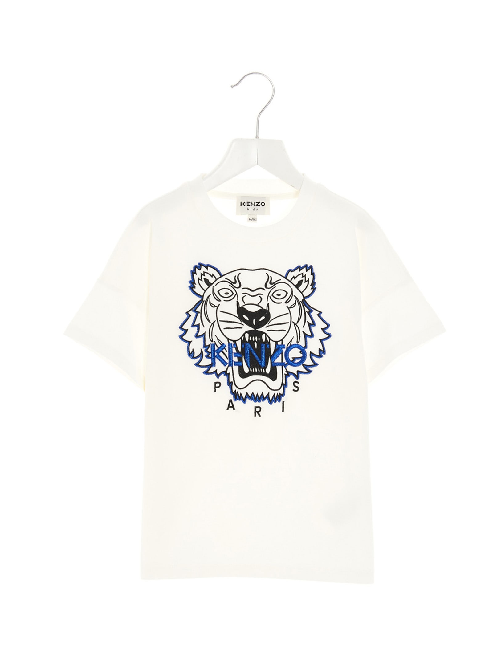 Kenzo Kids' White T-shirt For Boy With Blue Tiger In 152 Natural