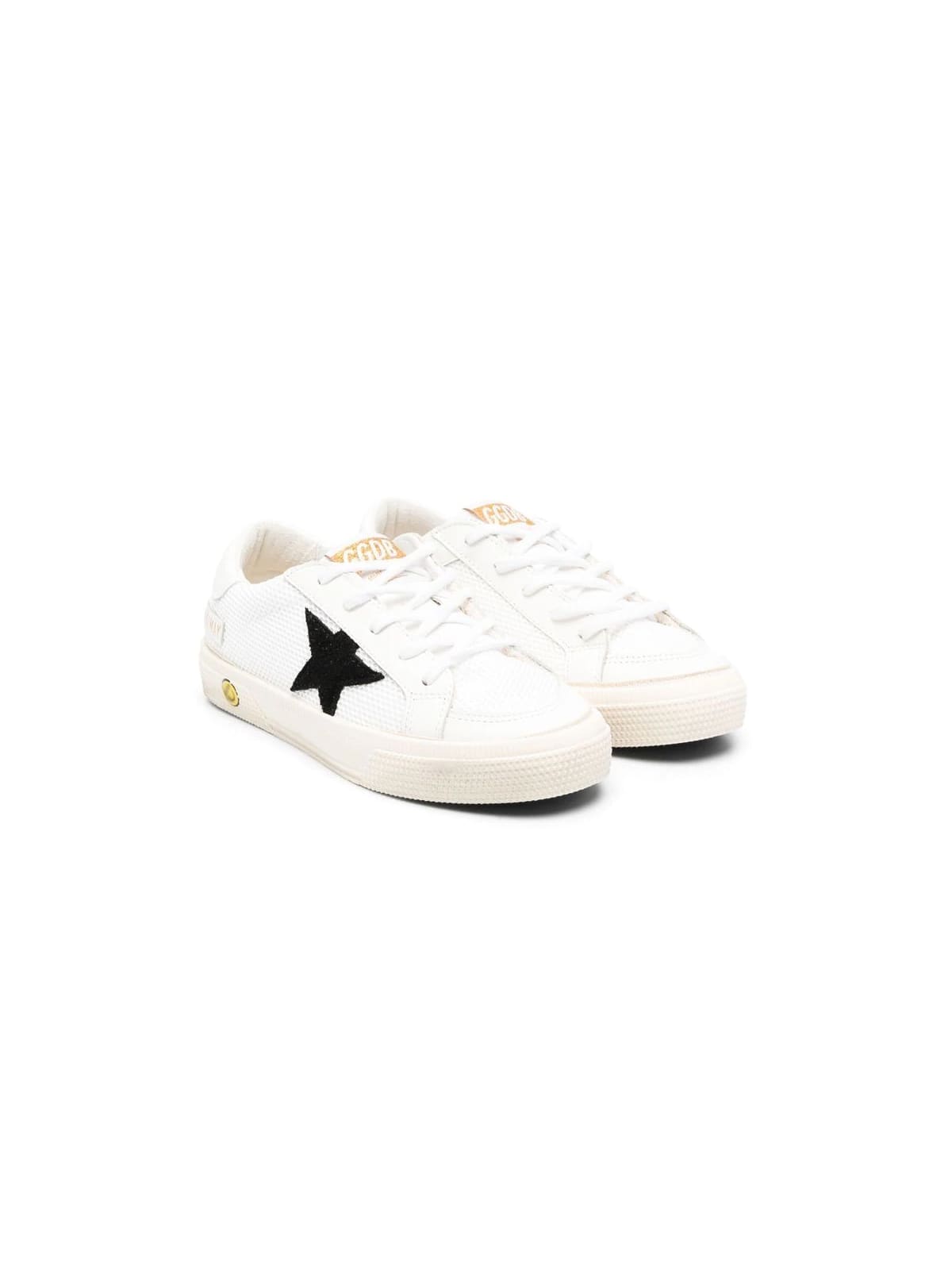 GOLDEN GOOSE MAY NET UPPER LEATHER TOE AND HEEL SUEDE STAR