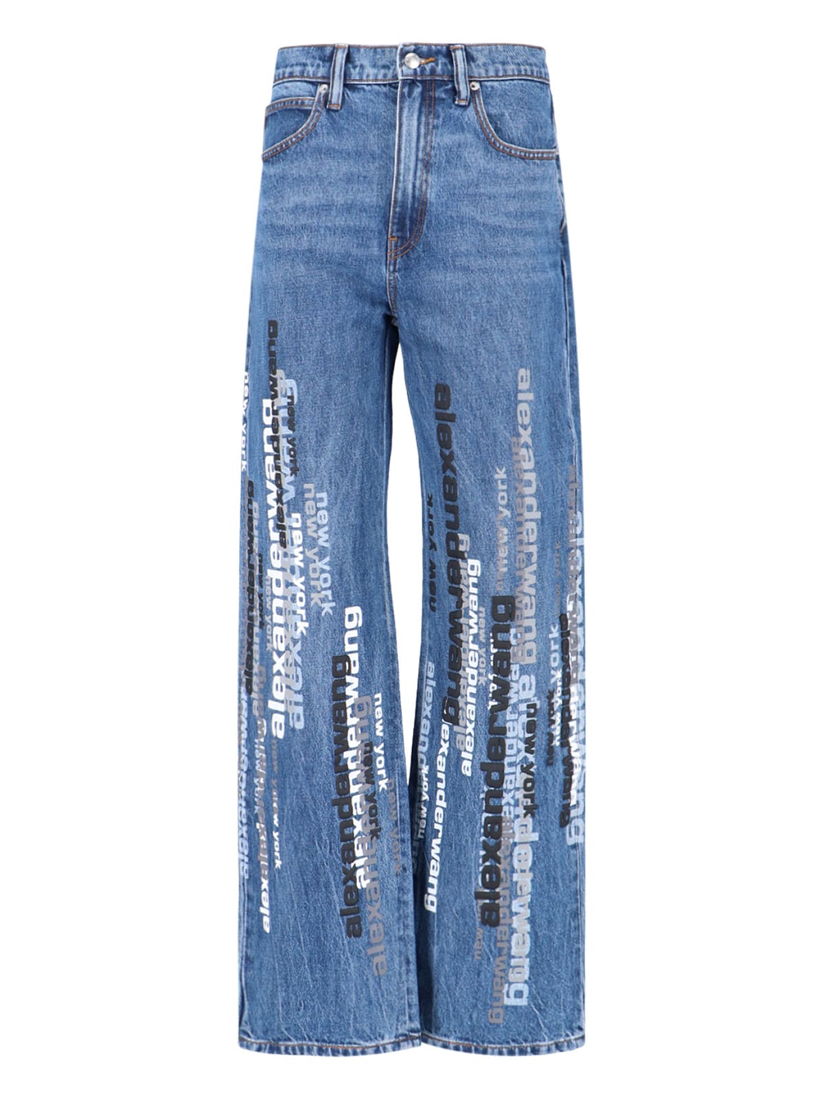 Alexander Wang Straight-leg Mid-rise Jeans With Finish In Blue