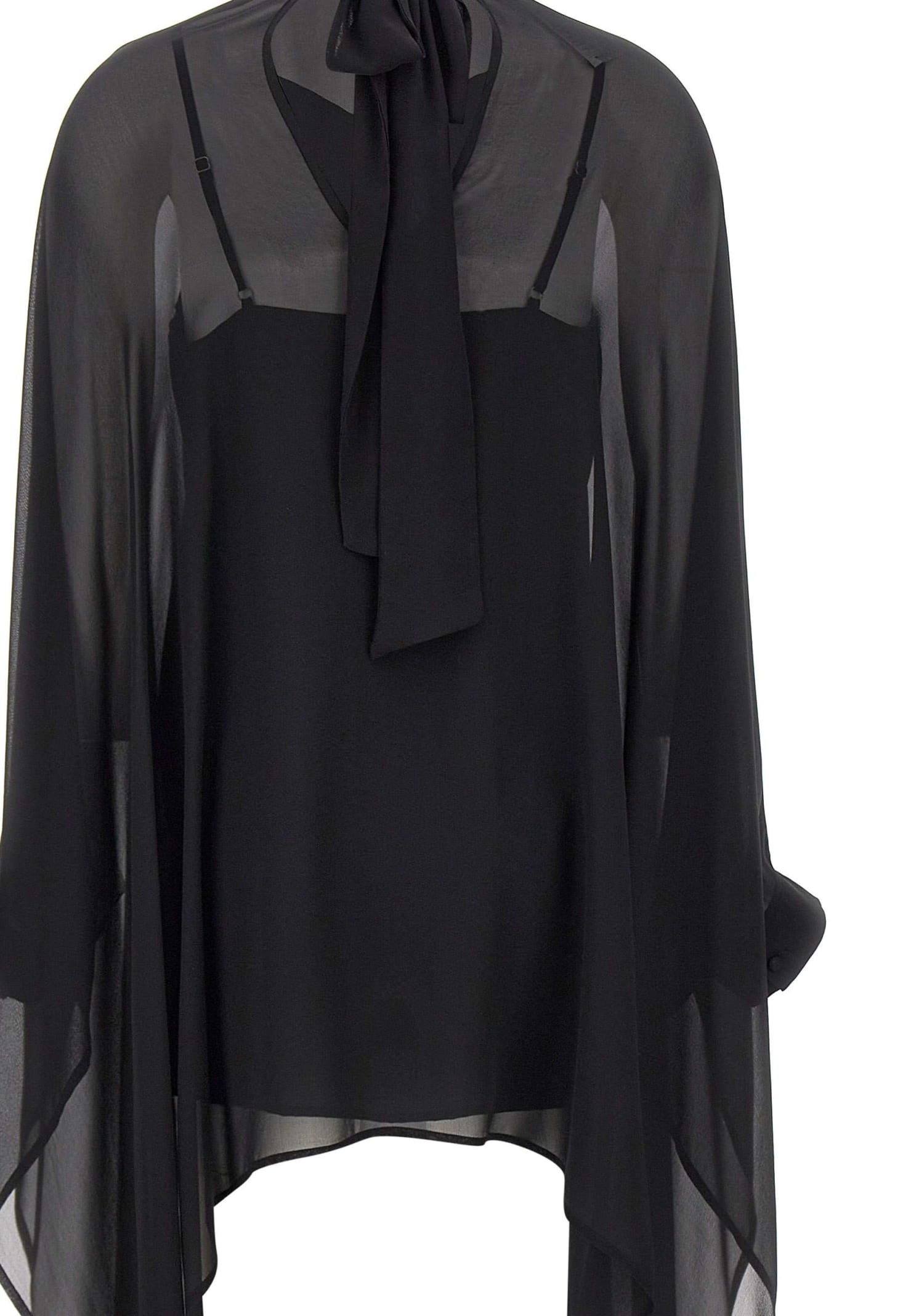 P.a.r.o.s.h Funnel-neck Silk Tunic In Black