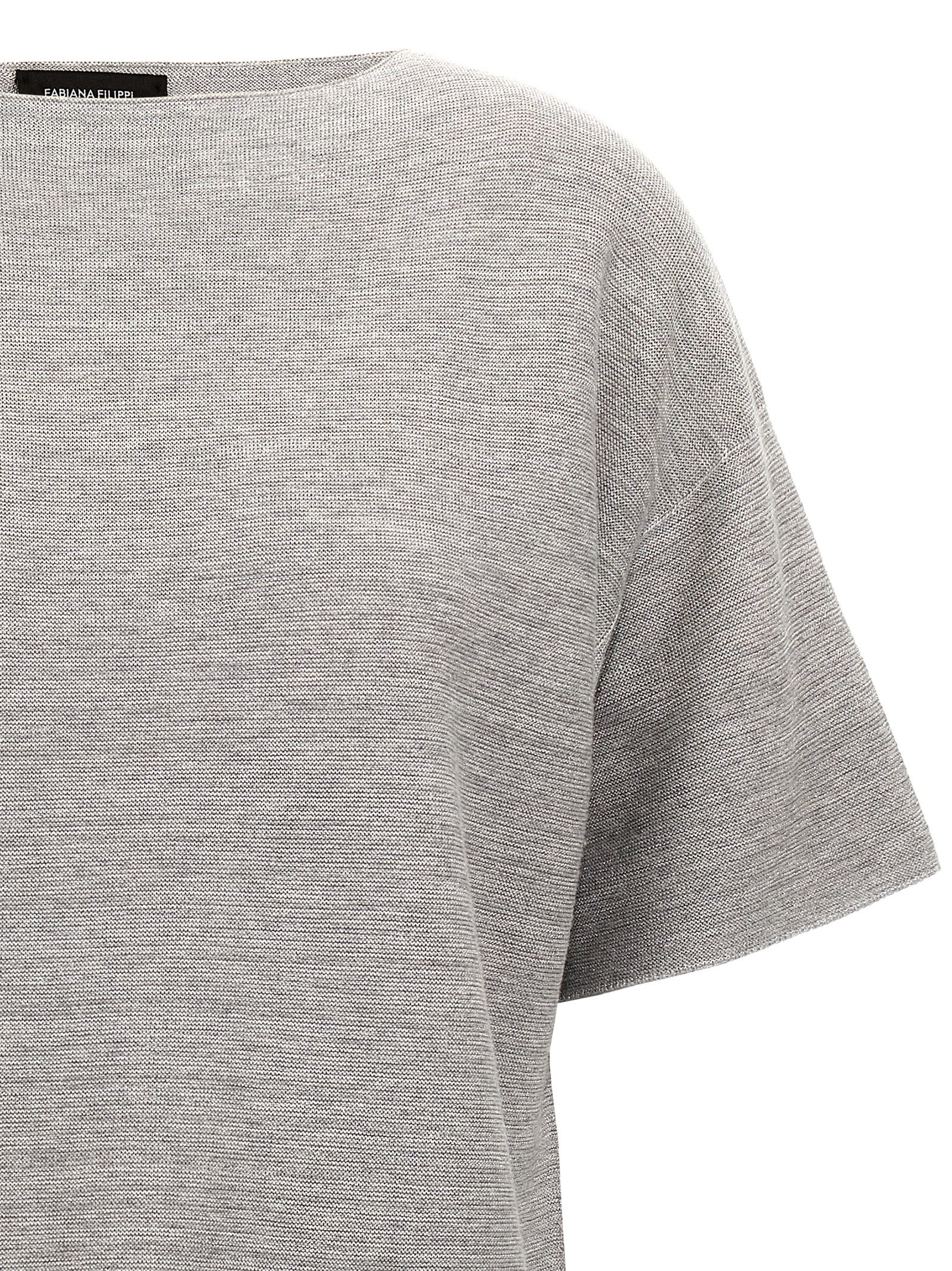 Fabiana Filippi Shiny Cotton Sweater Sweaters And Cardigans Gray In Gray