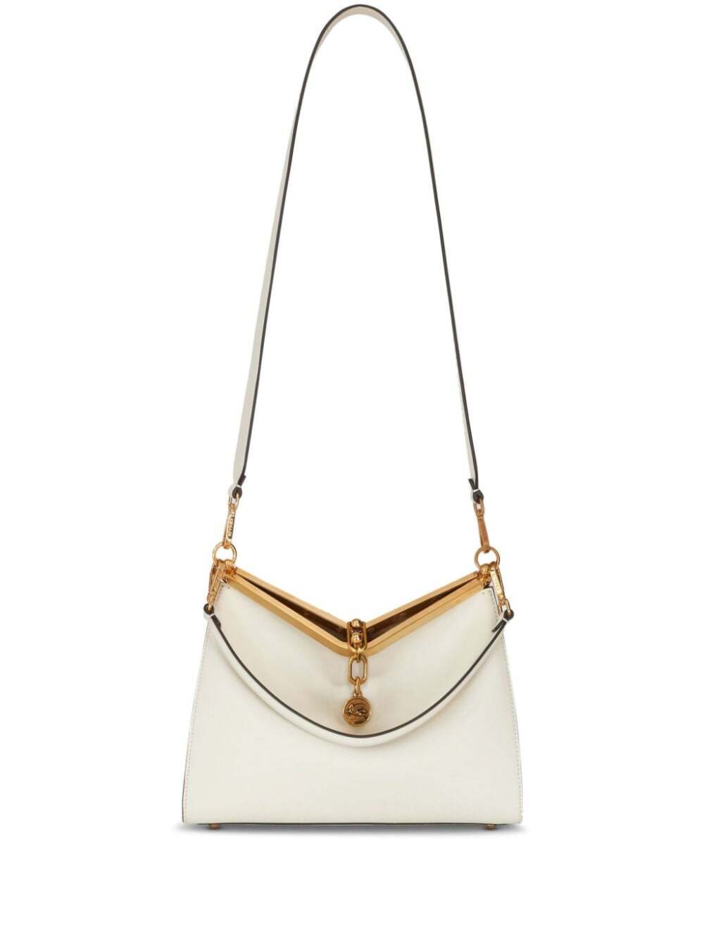 Shop Etro Medium Vela White Shoulder Bag With Logo And Pegasus Charm In Leather Woman