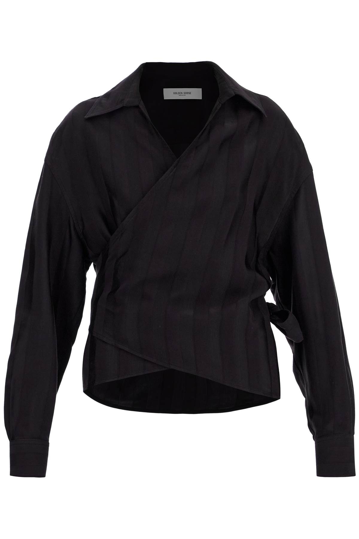 Womens Wrap Shirt In Night Stripe Viscose