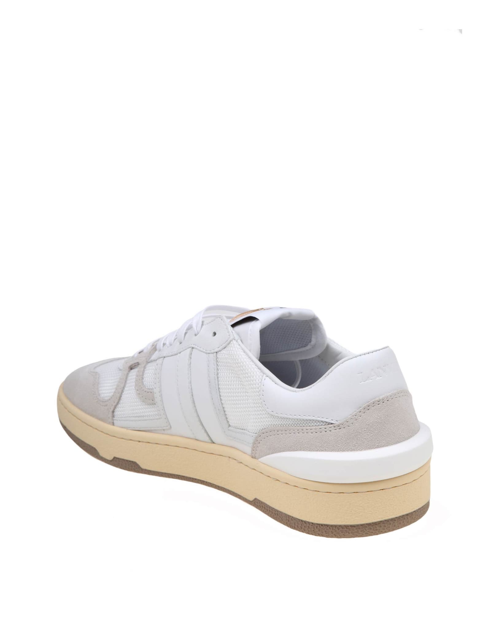 Shop Lanvin Clay Low Top Sneakers In Mesh And Suede Color White