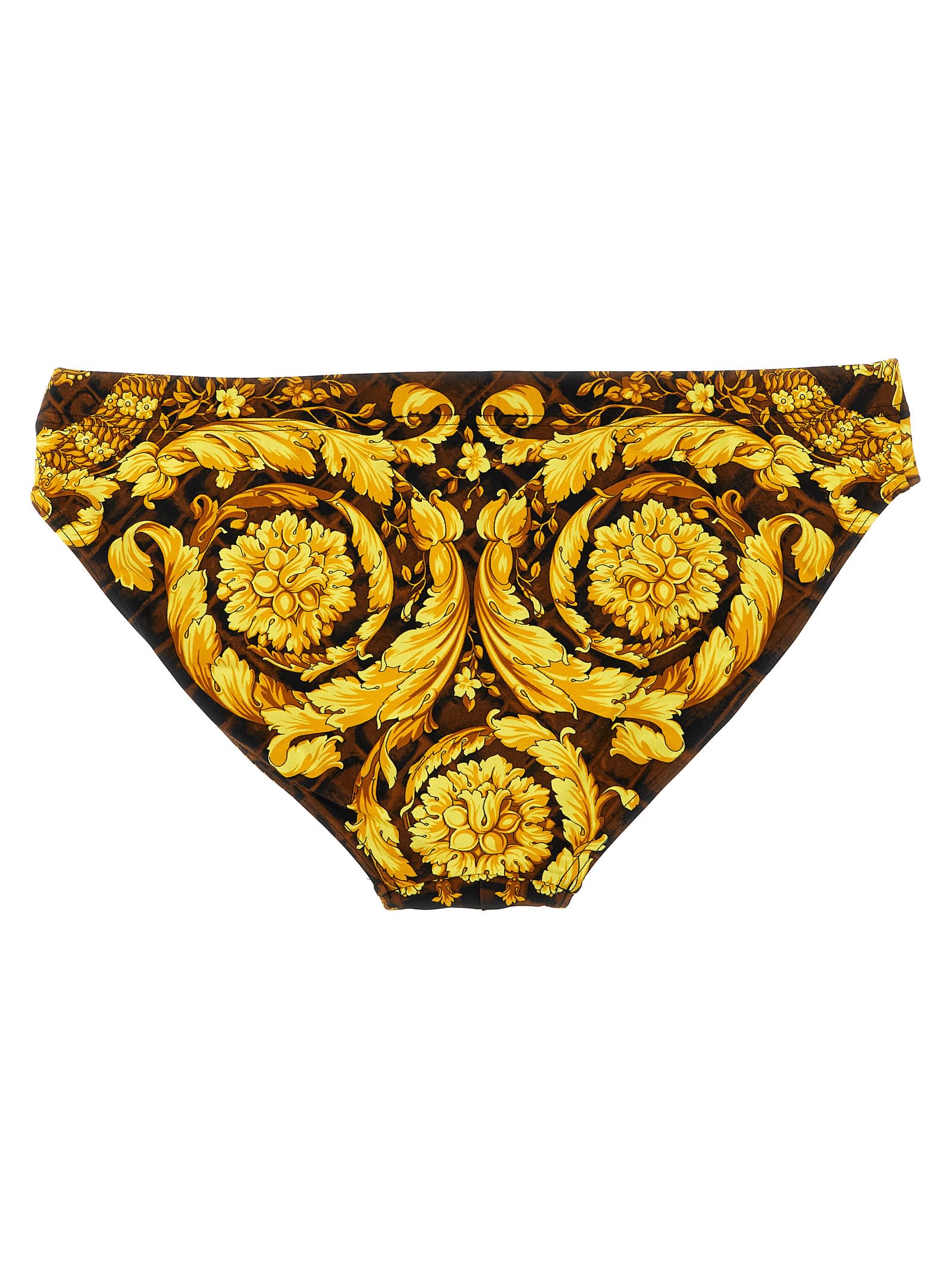 Shop Versace Baroccodile Swim Briefs In Multicolor