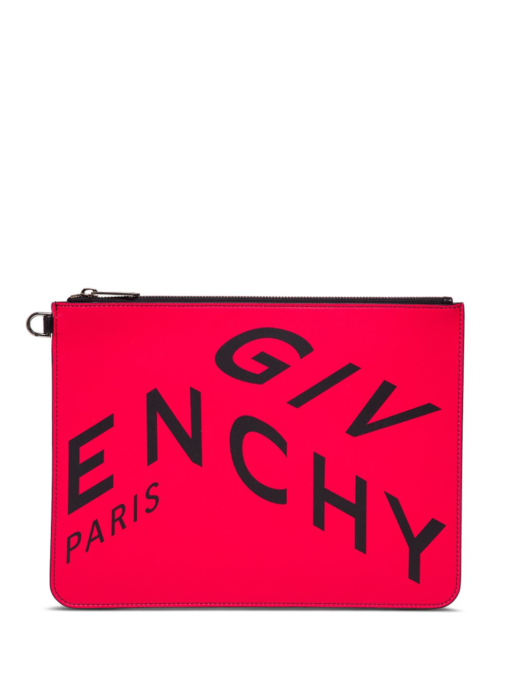 Givenchy Fragment Clutch In Leather With Contrasting Logo Print