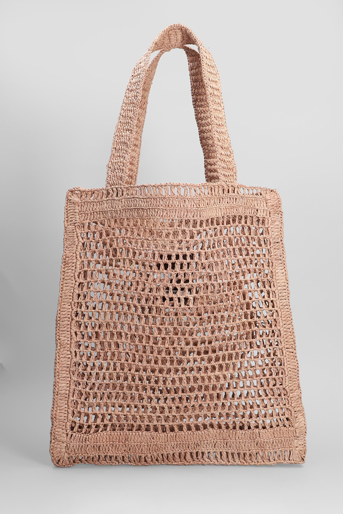 Chloé Summer Banana Tote In Powder Raffia In Pink