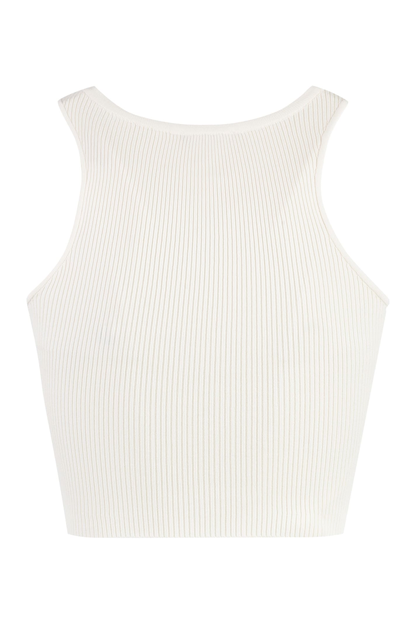 Shop Elisabetta Franchi Knitted Top In Ivory