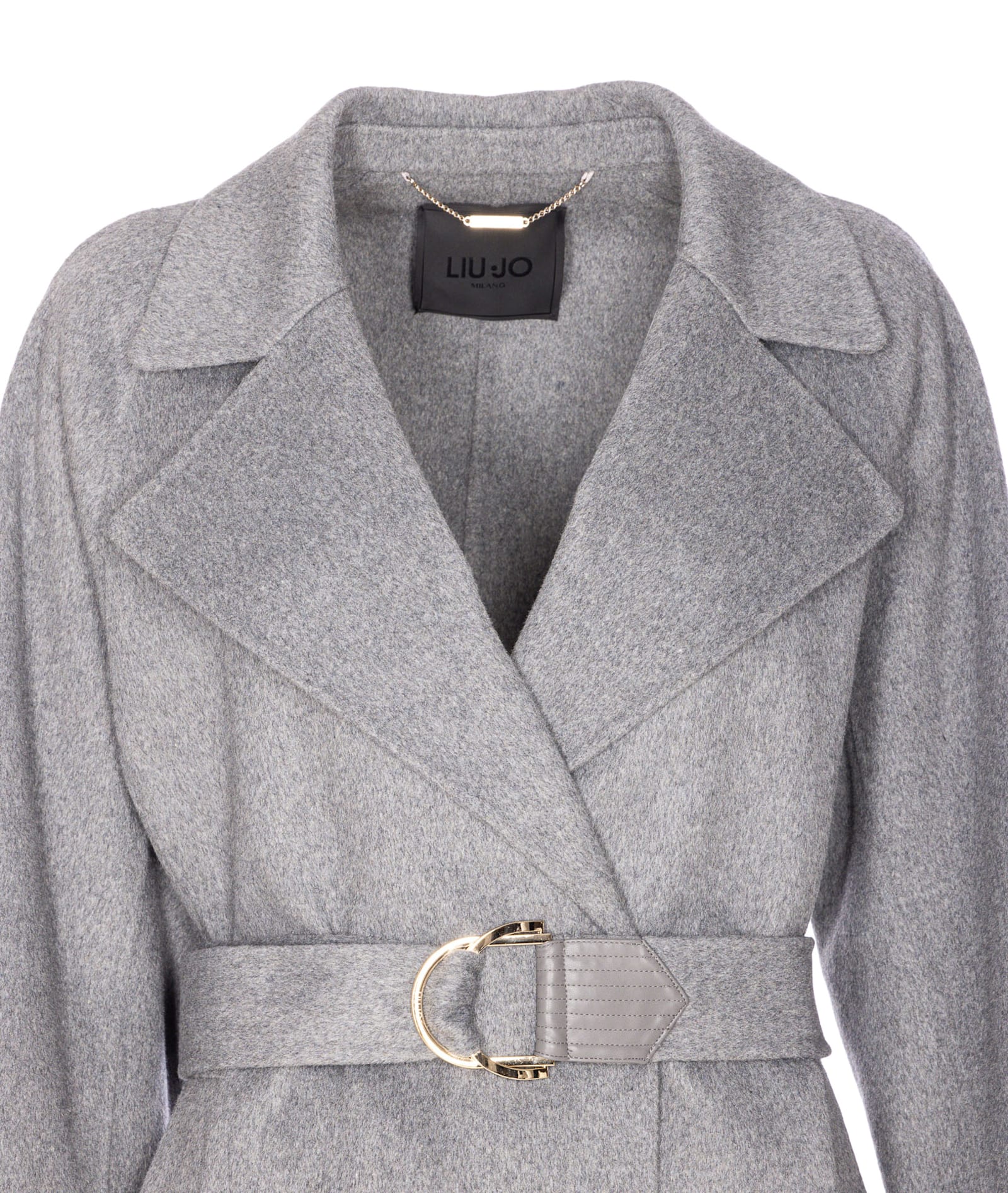 Liu •jo Belted Double-breasted Coat In Gray
