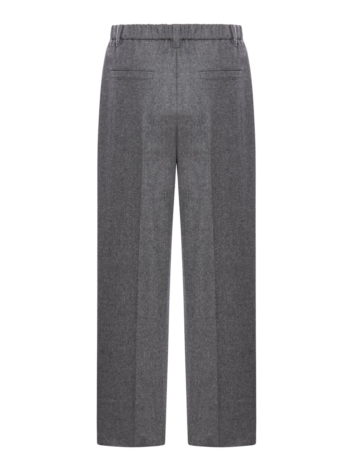 Brunello Cucinelli Grey Pants With Elastic Waistband In Wool And Cashmere Woman In Dark Grey