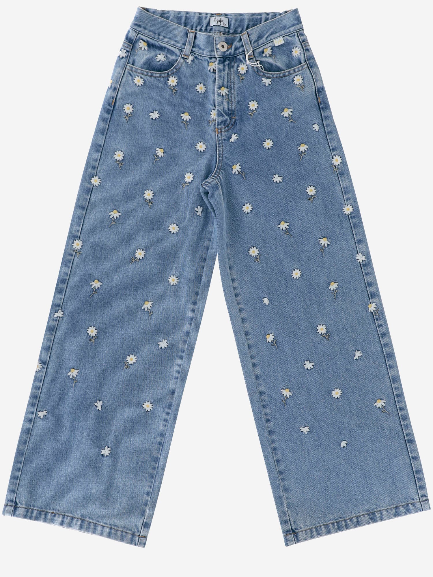 Il Gufo Floral-embroidered Jeans