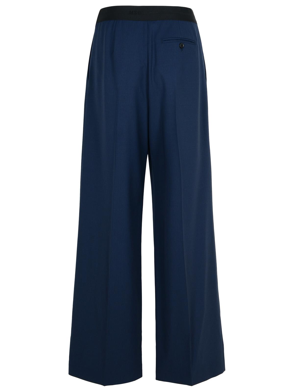 Shop Msgm Navy Virgin Wool Pants