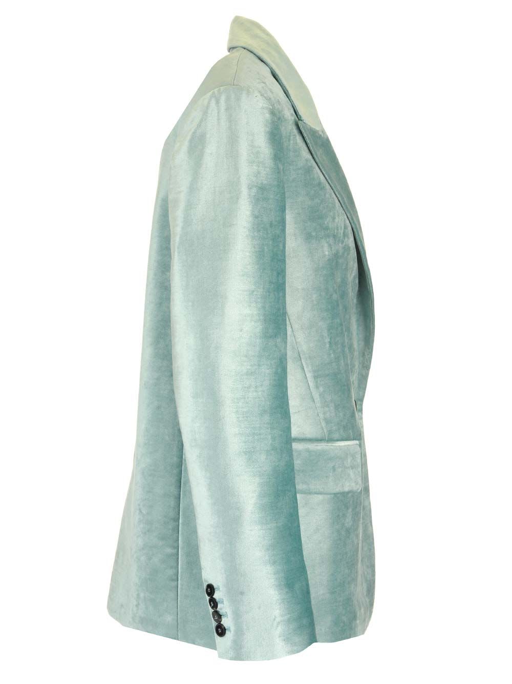 Forte Forte Cotton Viscose Stretch Velvet Jacket In Light Blue