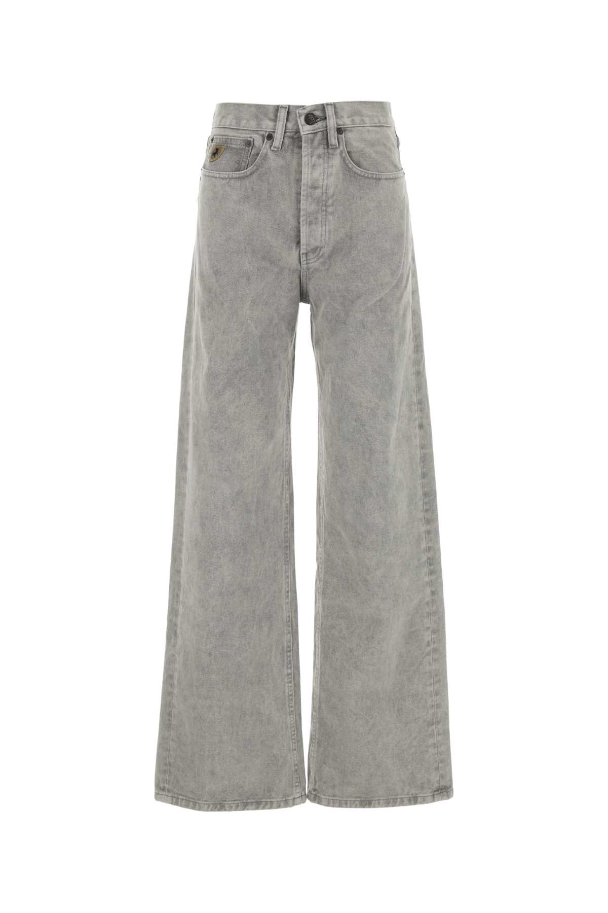 Grey Denim Wide-leg Jeans