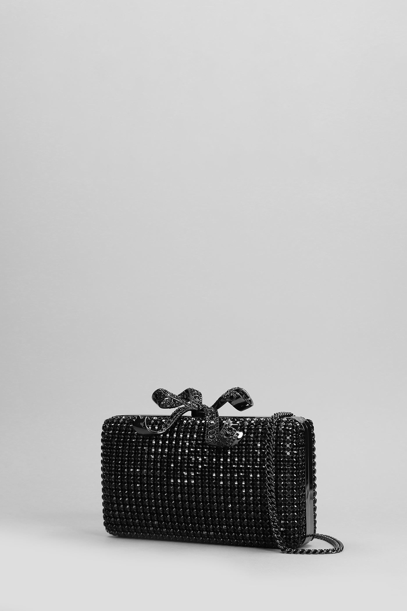 Self-portrait Crystal Box Clutch Clutch In Black Polyester In Black