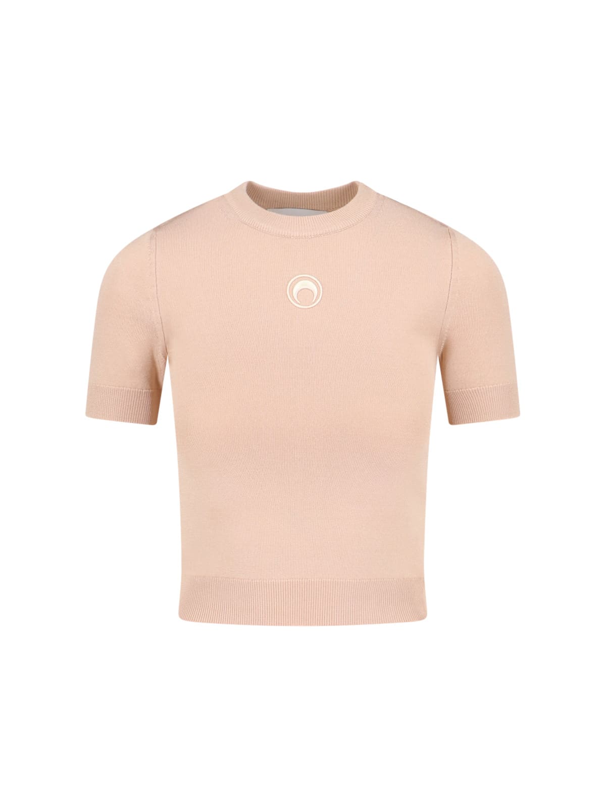 Marine Serre Short Sleeve Crew Neck Knitwear Top In Neutral