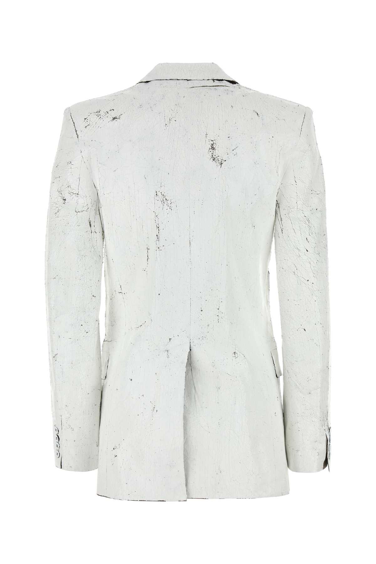 Shop Mm6 Maison Margiela White Stretch Polyester Blend Blazer