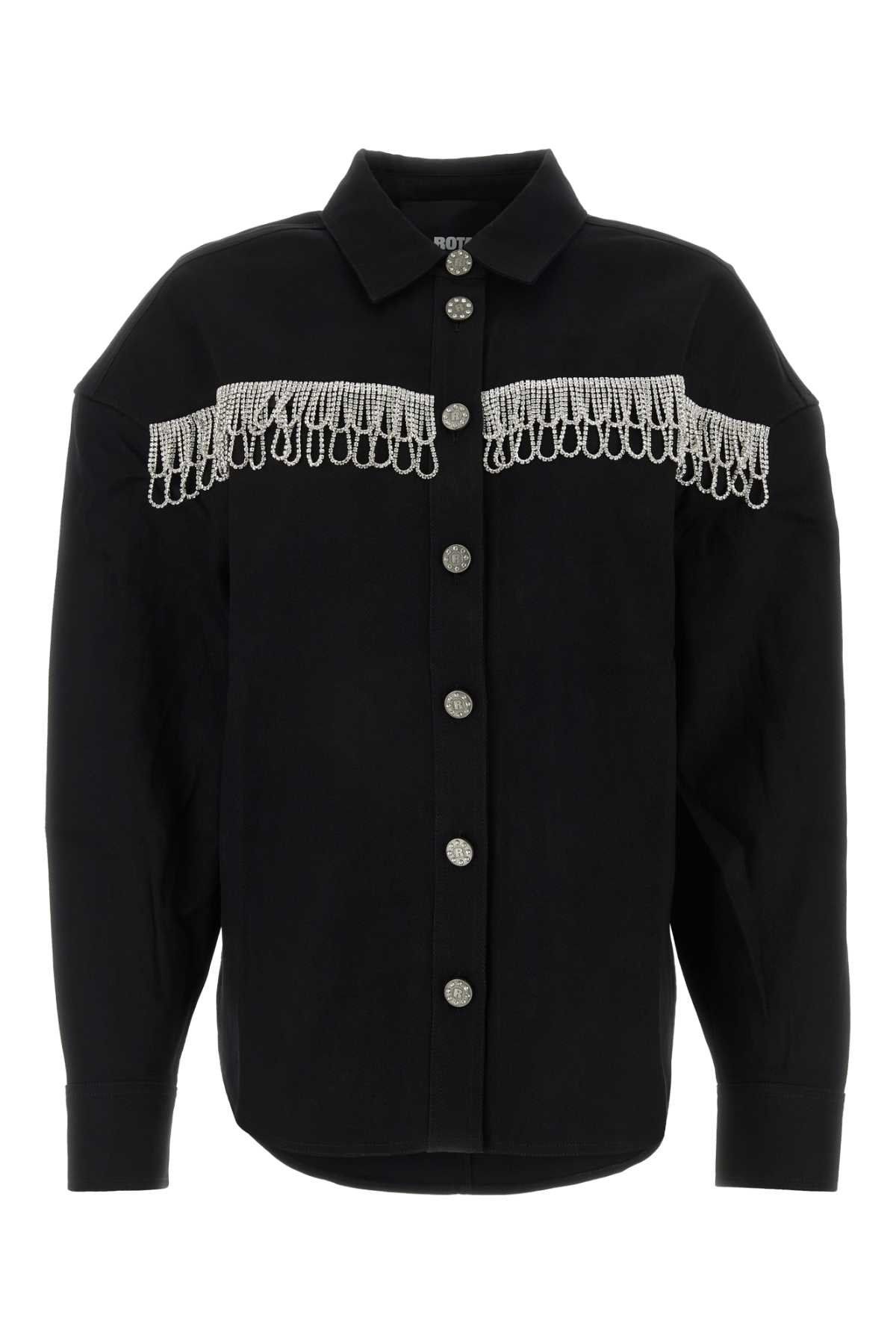 Shop Rotate Birger Christensen Black Cotton Oversize Shirt