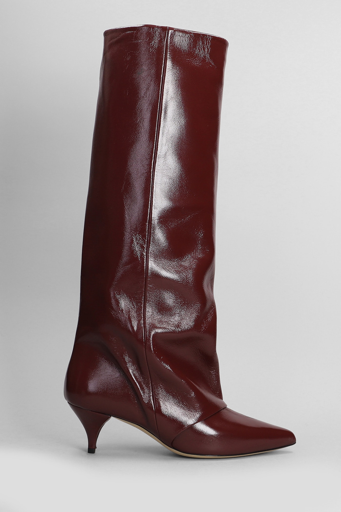 Shop Alchimia High Heels Boots In Bordeaux Leather