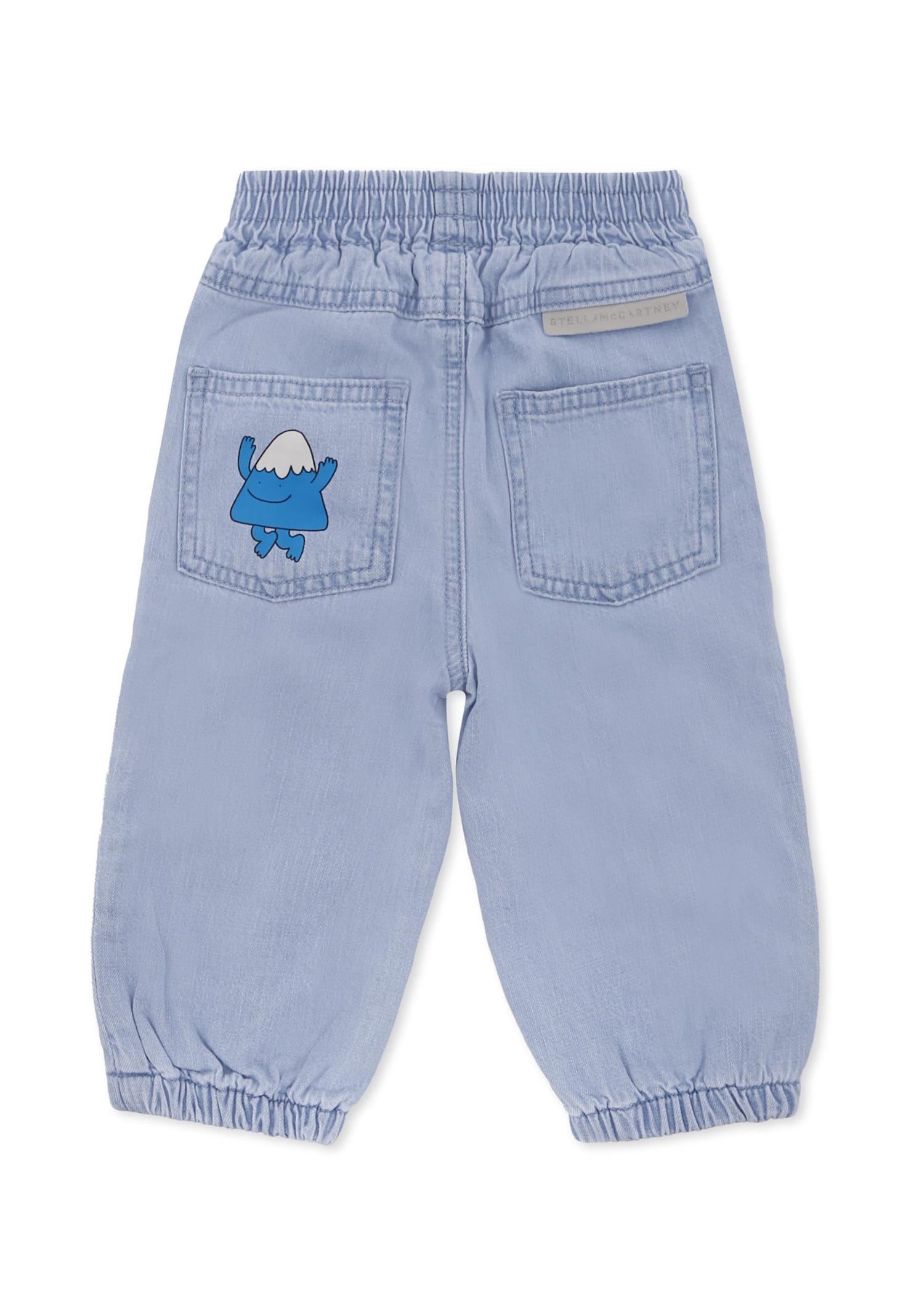 Stella Mccartney Light Blue Jeans For Baby Boy With Earth In Blue