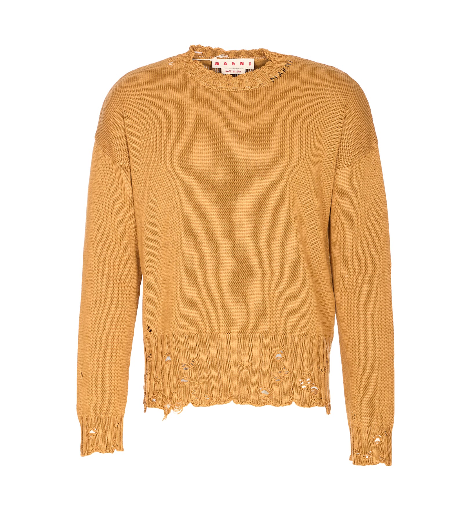 Marni Logo Sweater In Brown