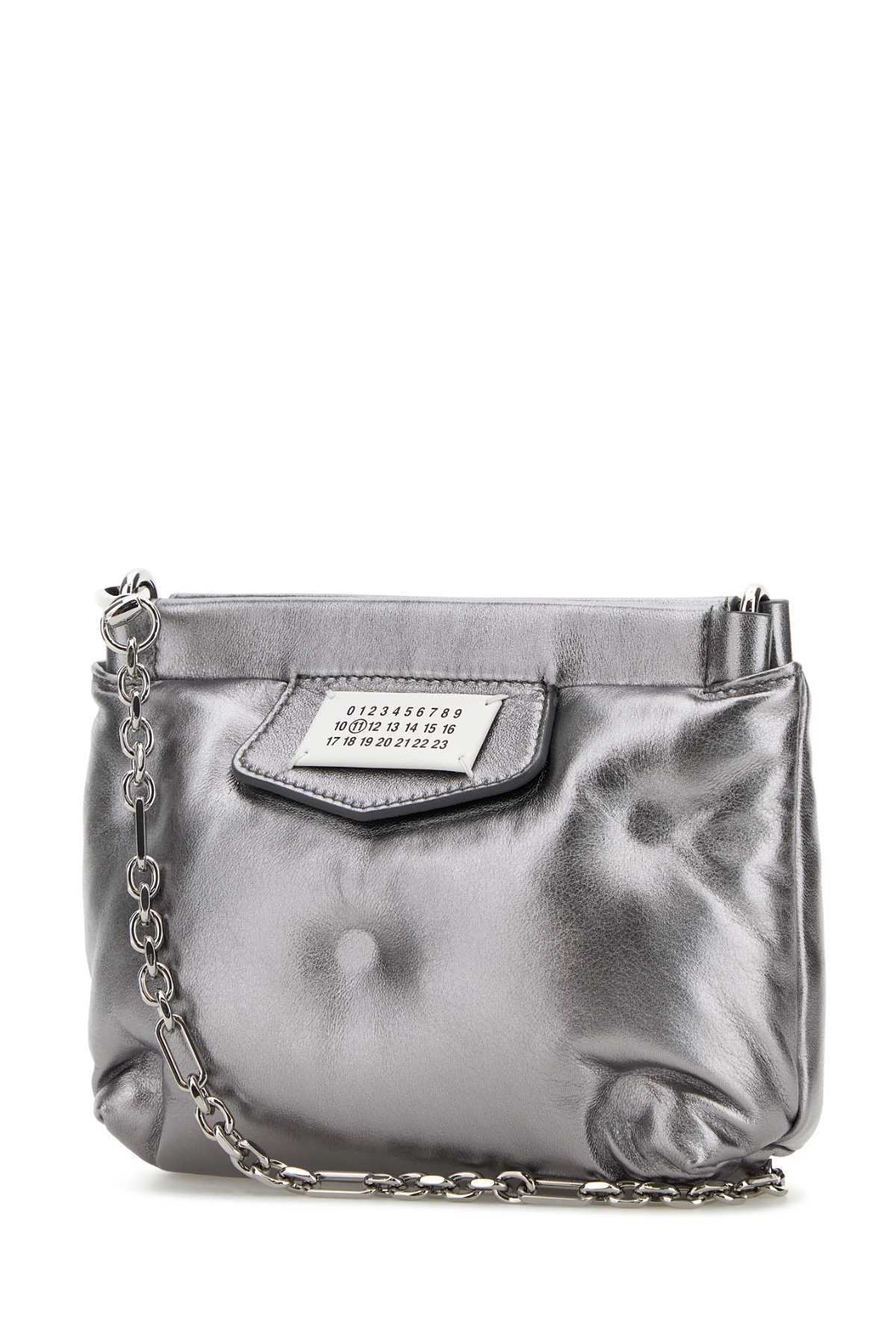 Shop Maison Margiela Silver Nappa Leather Mini Slam Red Carpet Clutch In Metallicgrey