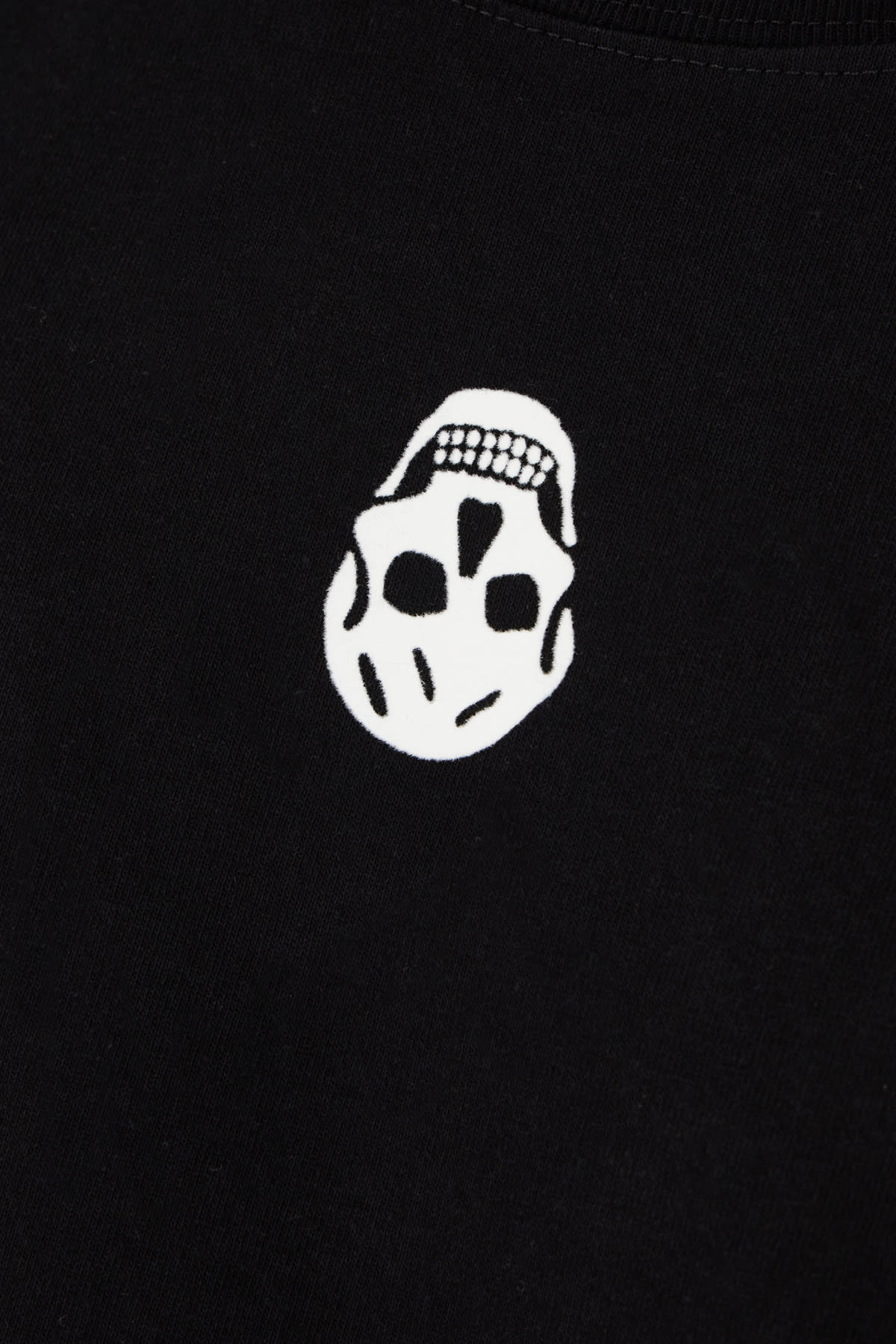 Alexander Mcqueen Mcqueen Flocked 'skull' T Shirt In Black White
