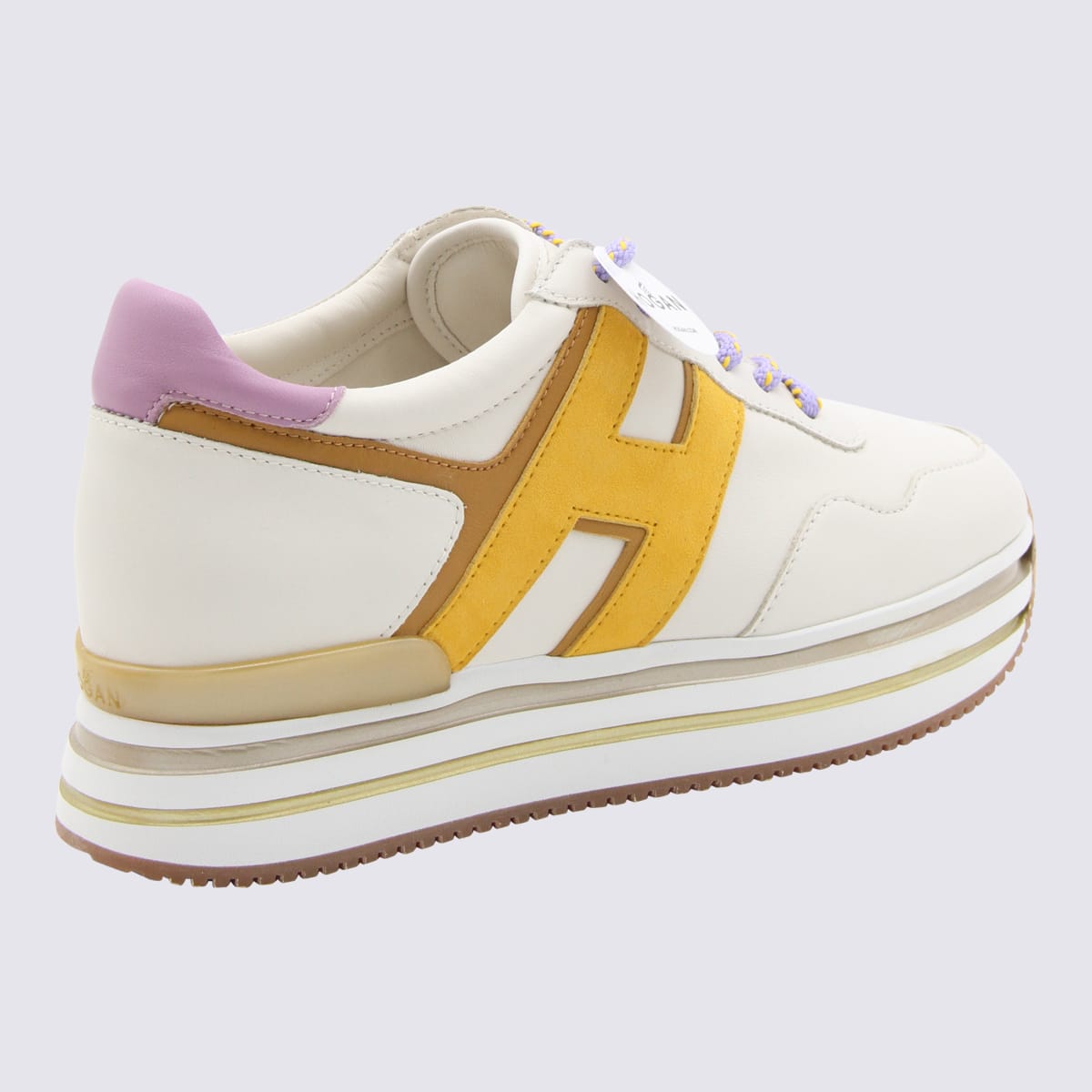 Shop Hogan Yellow And White Leather Sneakers