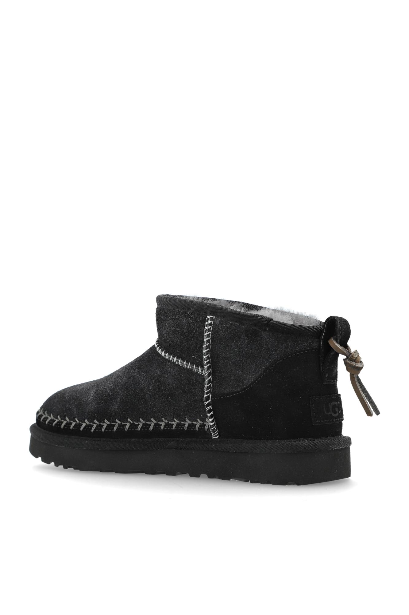 Ugg Black Classic Ultra Mini Biarritz Ankle Boots In Black