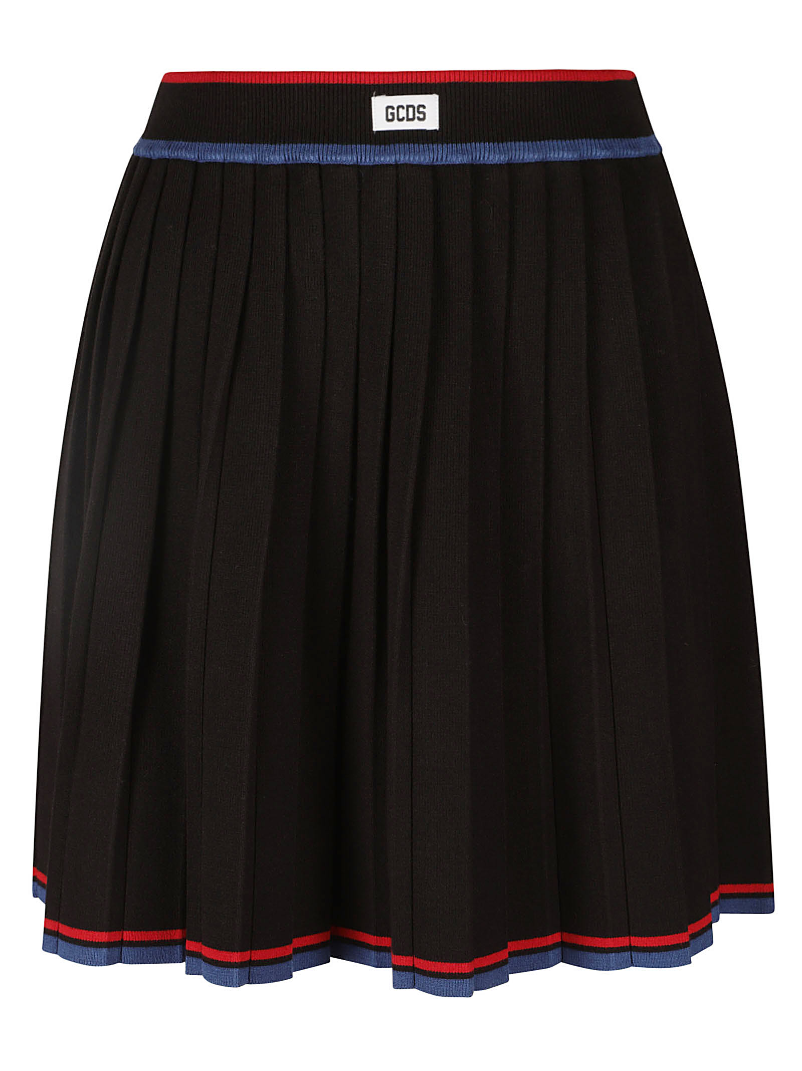 Shop Gcds Pleated Knit Skirt In Black