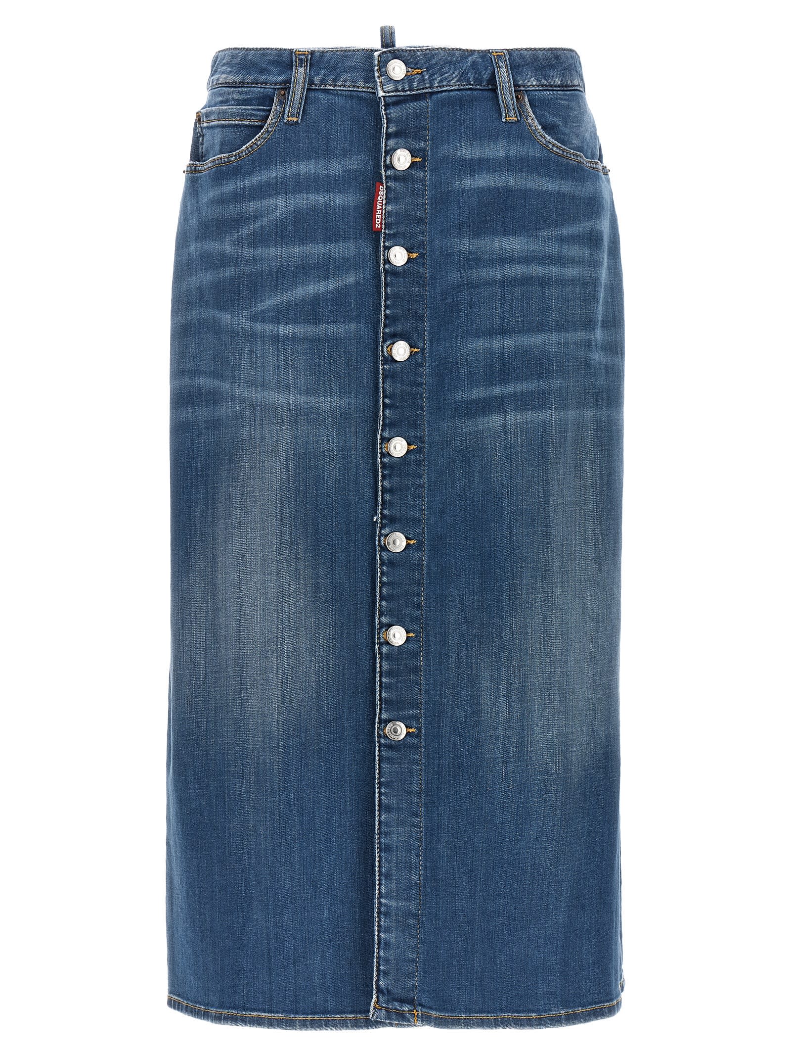 Shop Dsquared2 Denim Long Skirt In Blu
