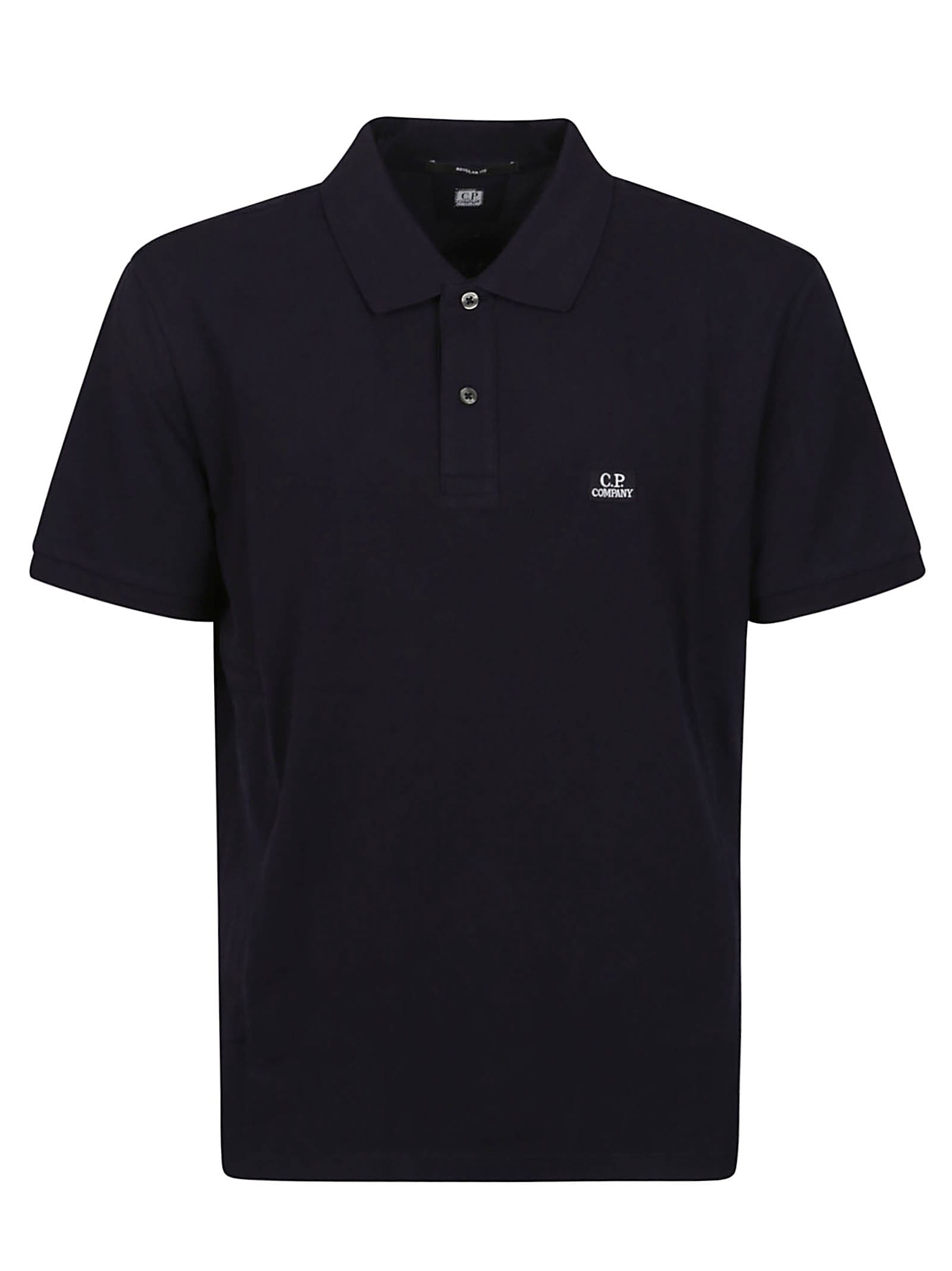 Shop C.p. Company Stretch Piquet Regular Short Sleeve Polo Shirt In Total Eclipse