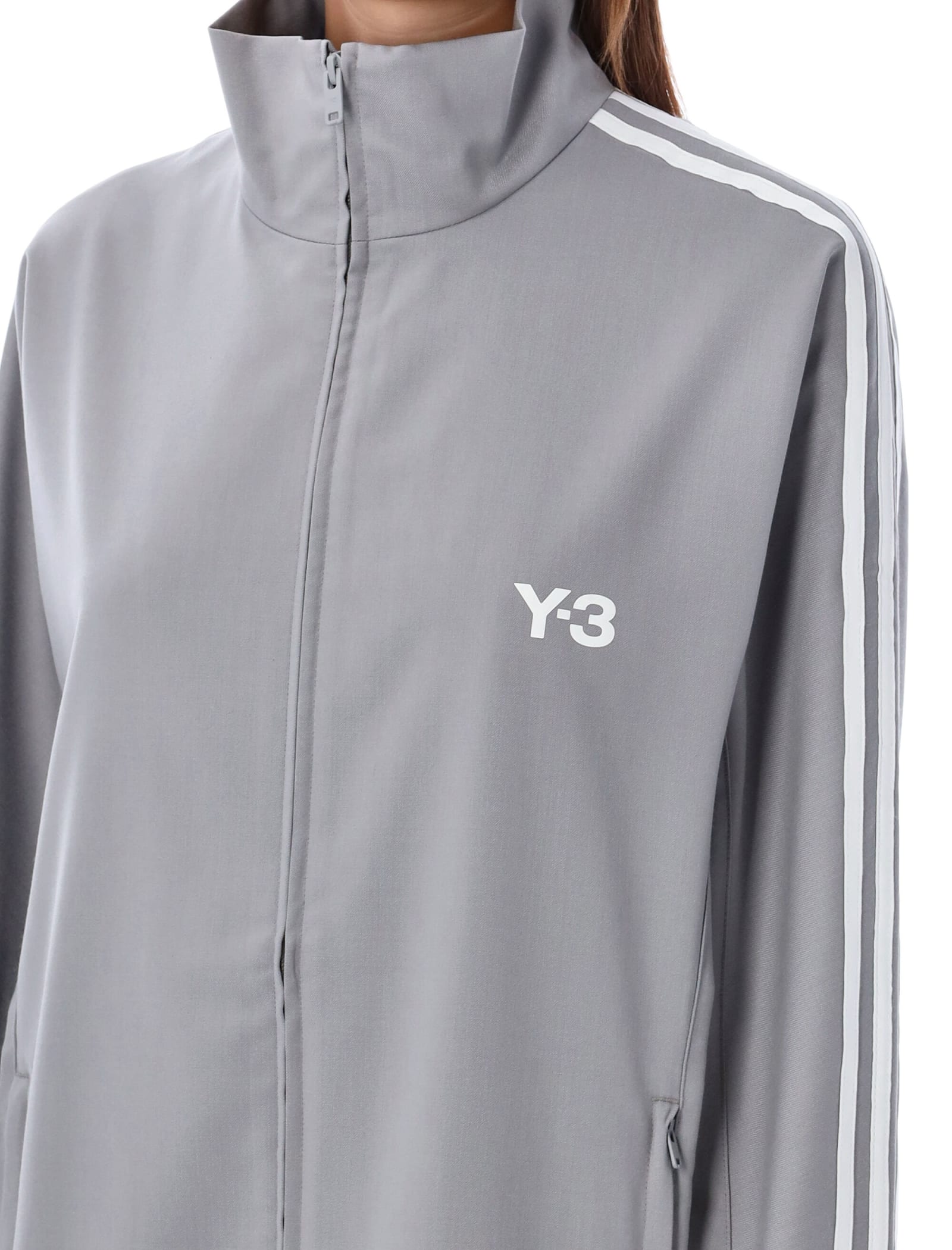 Shop Y-3 High-collar Zip-up Track Jacket In Grey