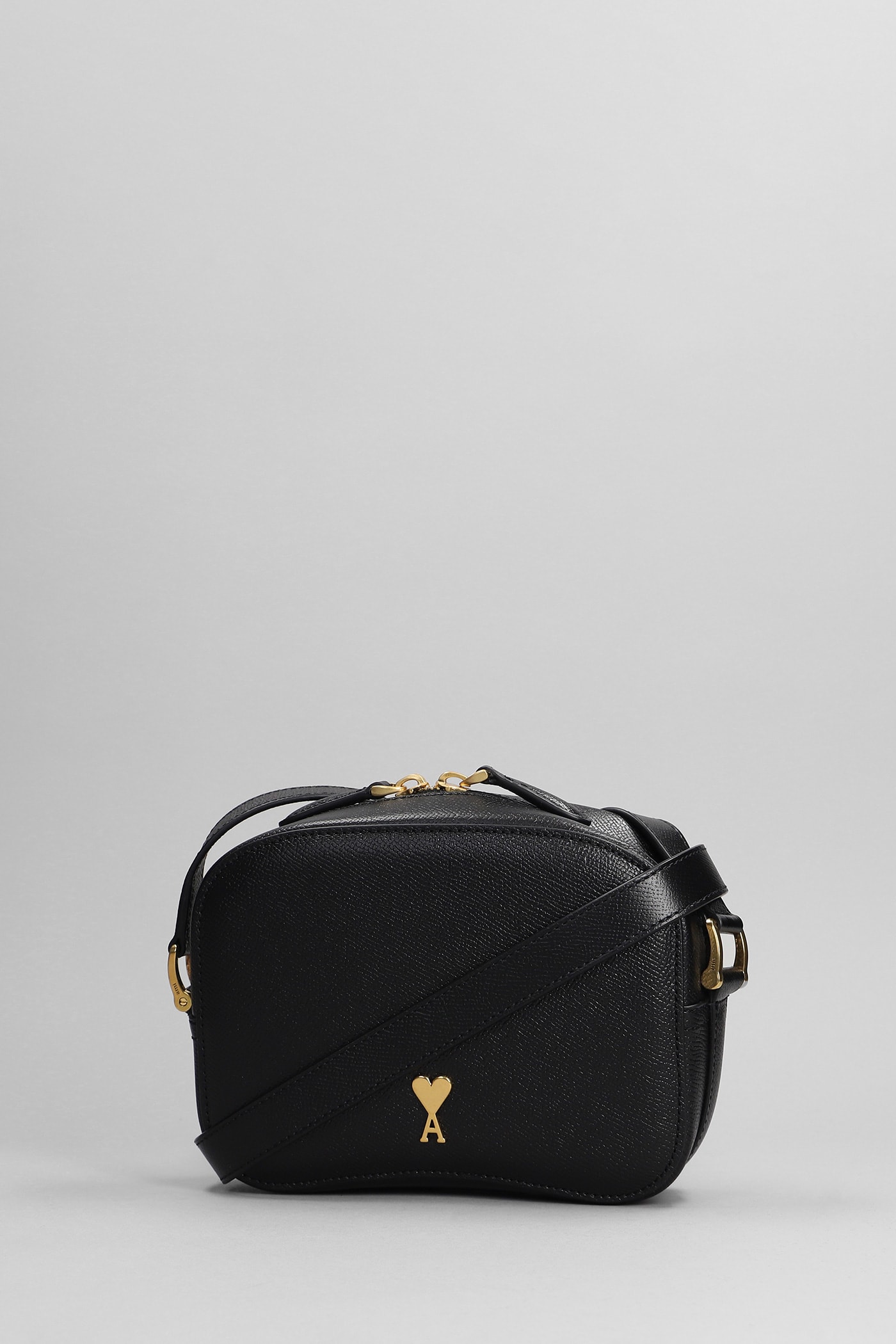 Shop Ami Alexandre Mattiussi Shoulder Bag In Black Leather