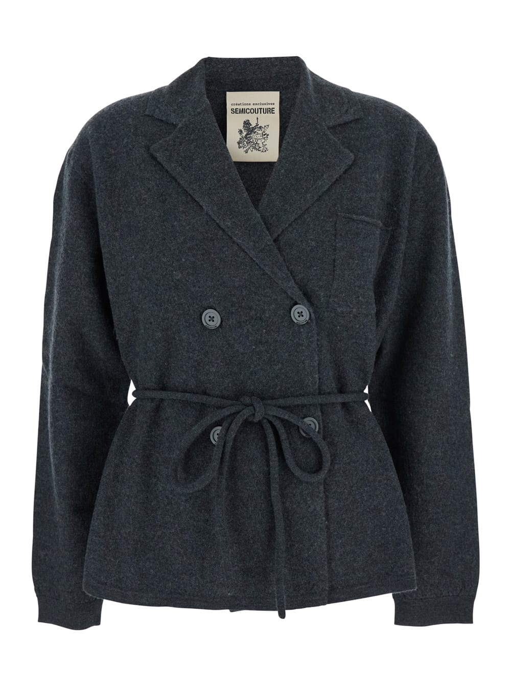 Semicouture Wool Cardigan In Gray