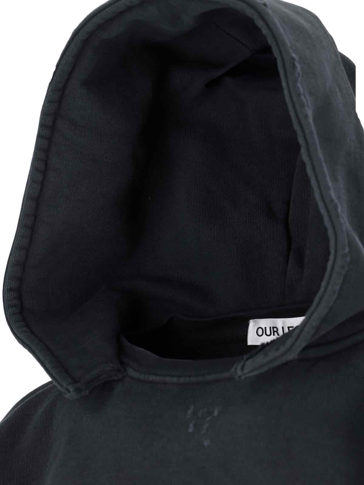 Our Legacy Relic Cropped Distressed Cotton-jersey Hoodie In Black