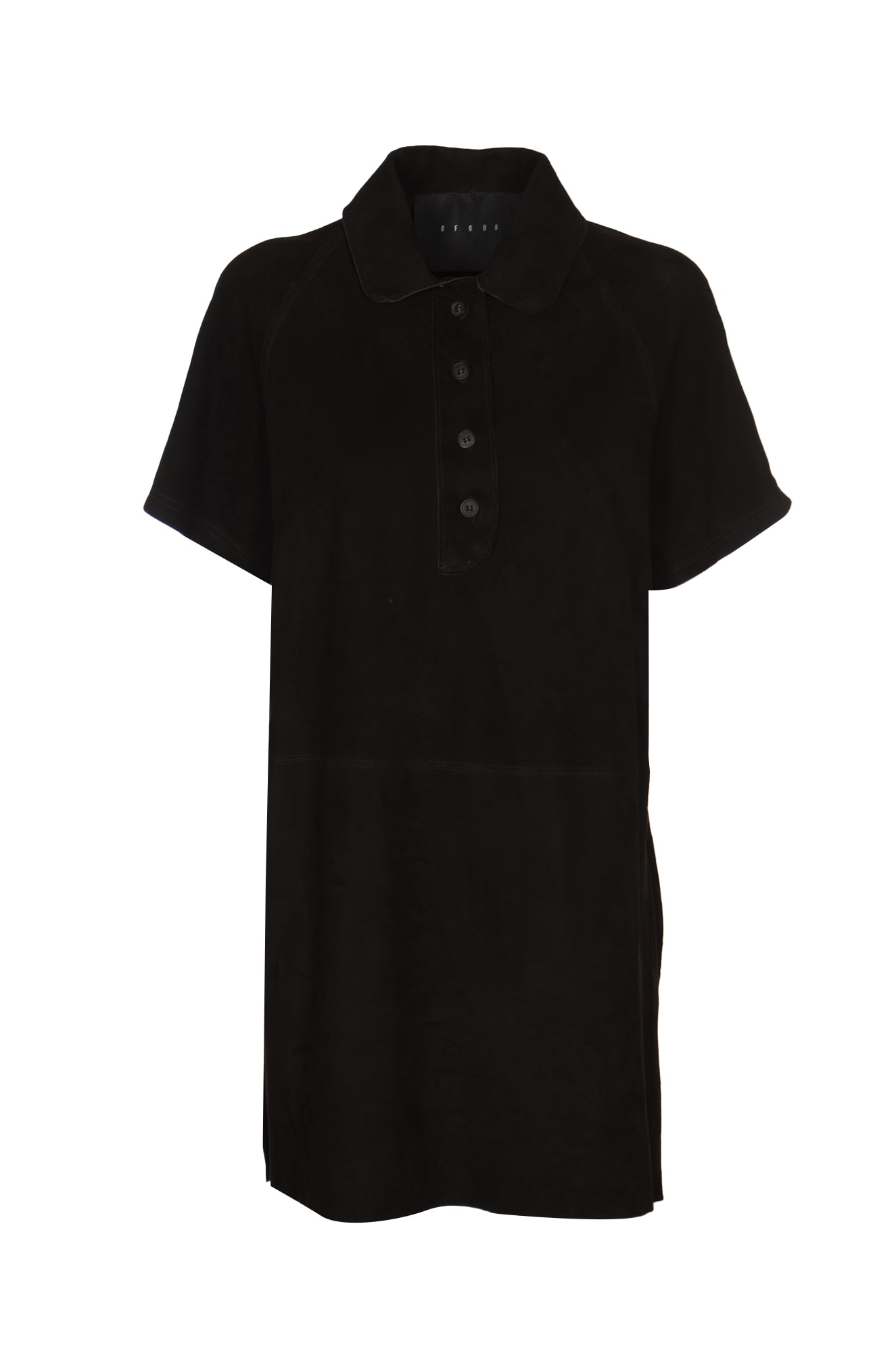 Shop Dfour Button Placket Velvet Long Polo Shirt In Black
