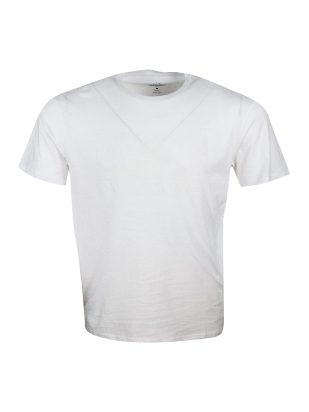 Shop Armani Collezioni Short-sleeved Crew-neck T-shirt With Three-dimensional Logo On The Chest In White