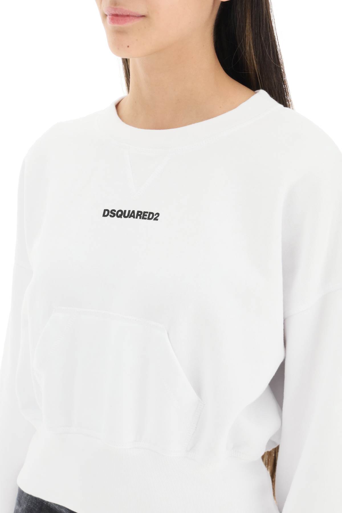 Shop Dsquared2 Cropped Sweatshirt With Logo In White (white)