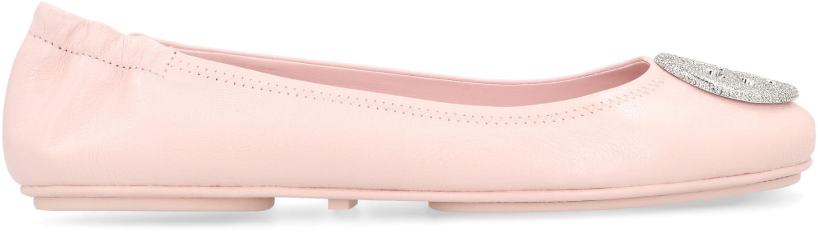 Shop Tory Burch Minnie Travel Leather Ballet Flats In Pink