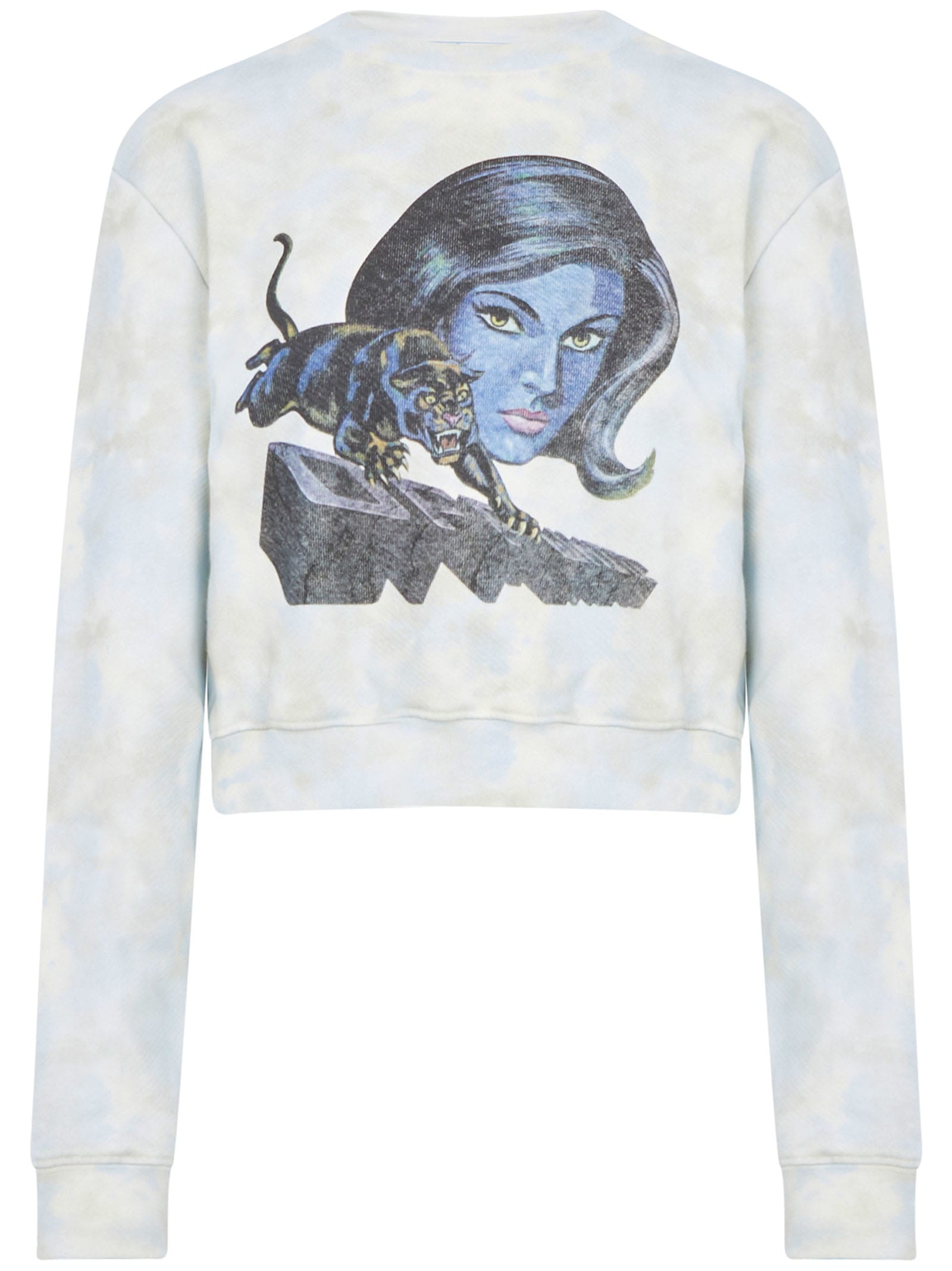 Off-white Panther Sweatshirt In Light Blue