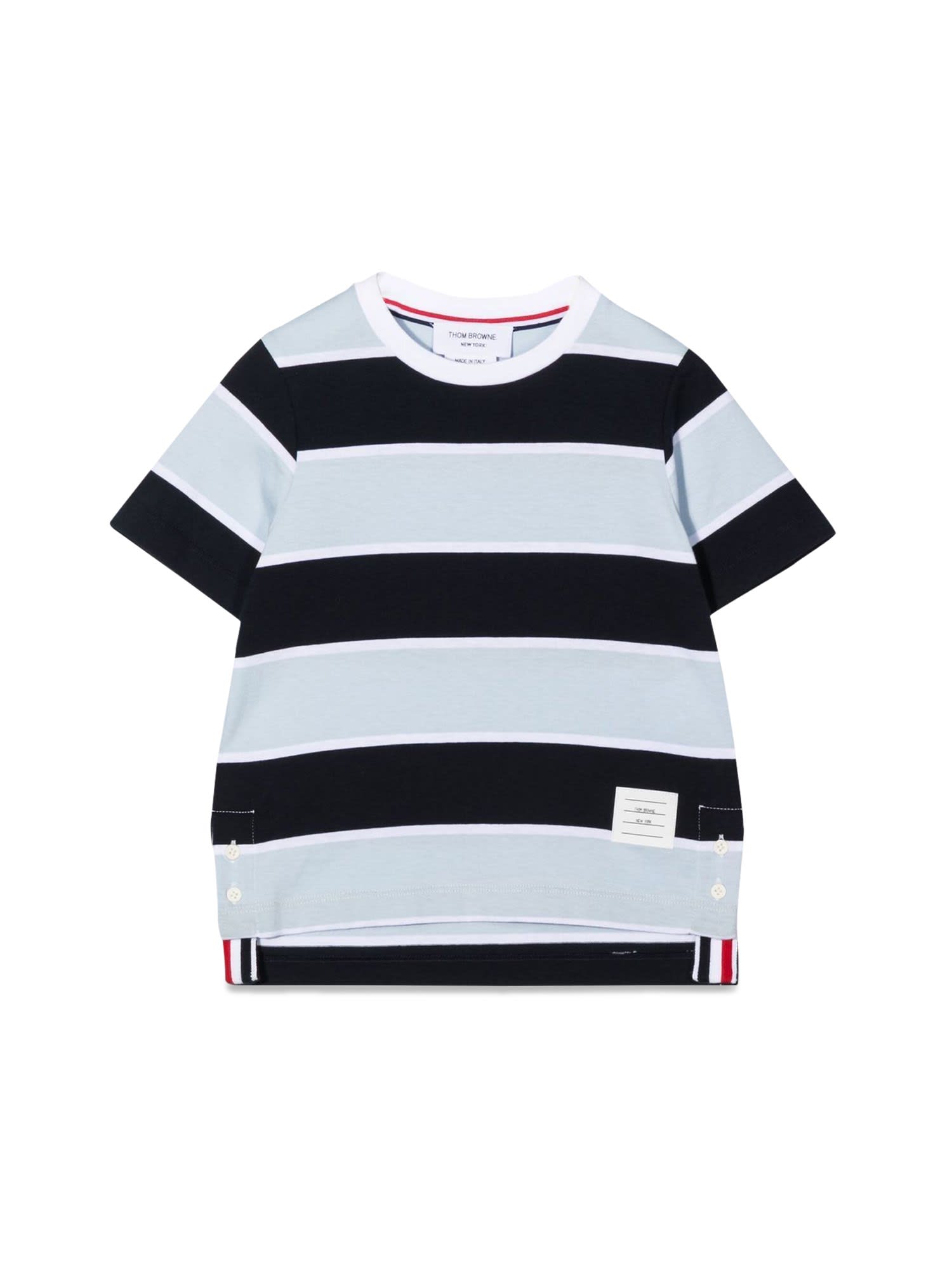 Thom Browne Kids' Short Sleeve Rugby Stripe T-shirt In Multicolor