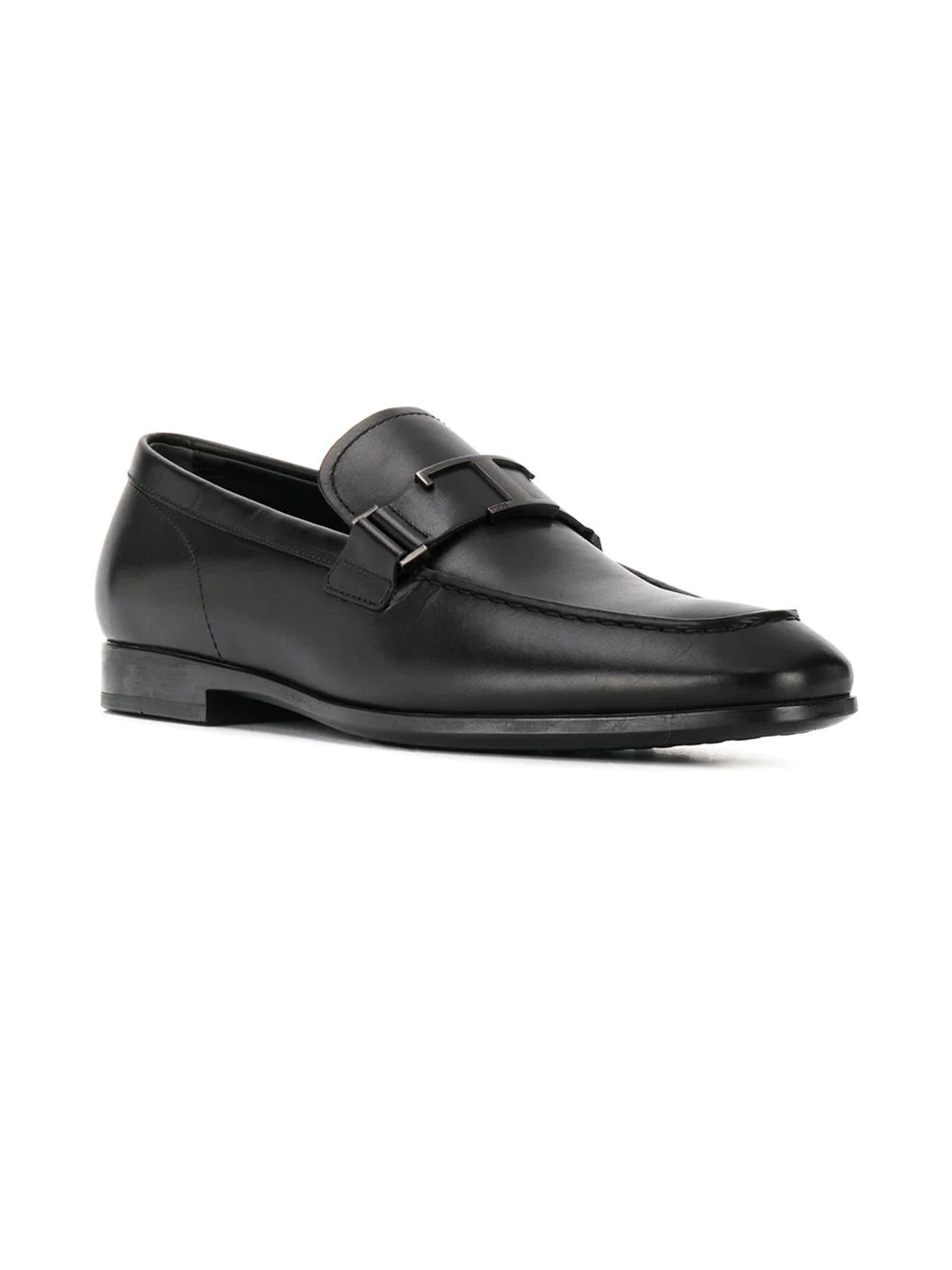 Tod's Black Leather Loafers In Black