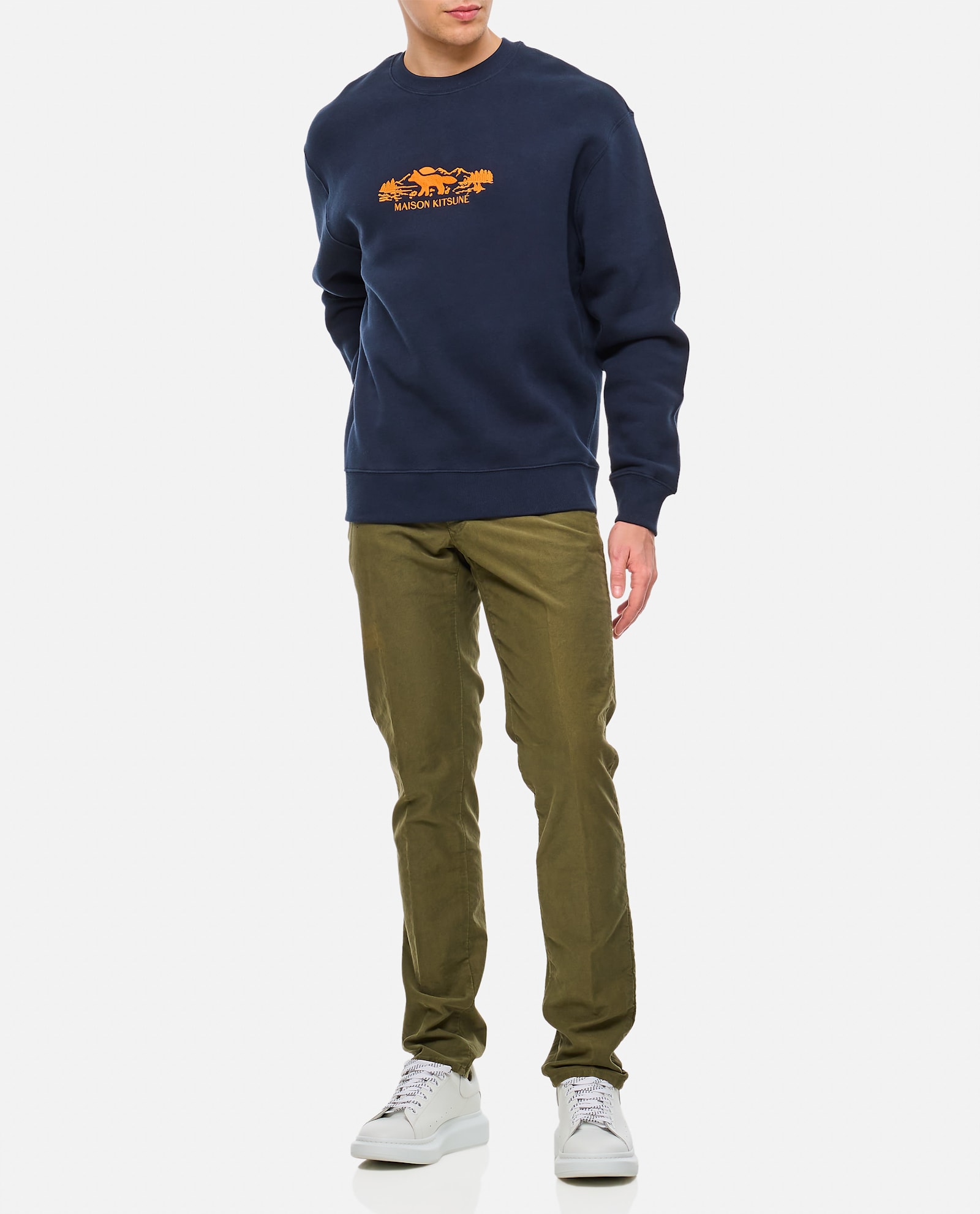 Shop Maison Kitsuné Outdoor Profile Fox Comfort Sweatshirt In Blue