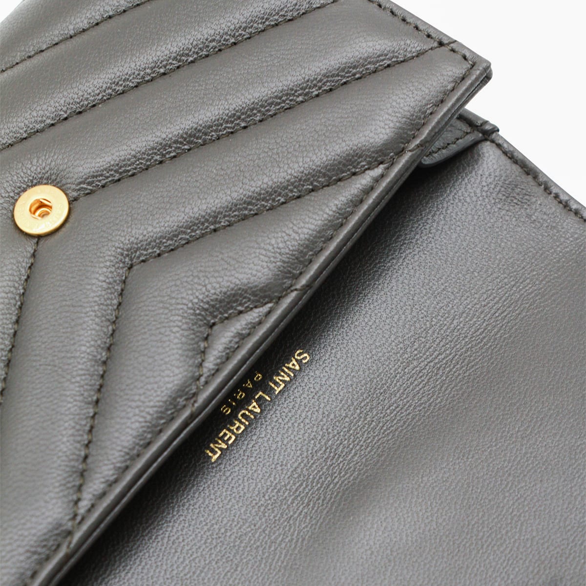 Saint Laurent Dark Grey Leather Cassandre Wallet