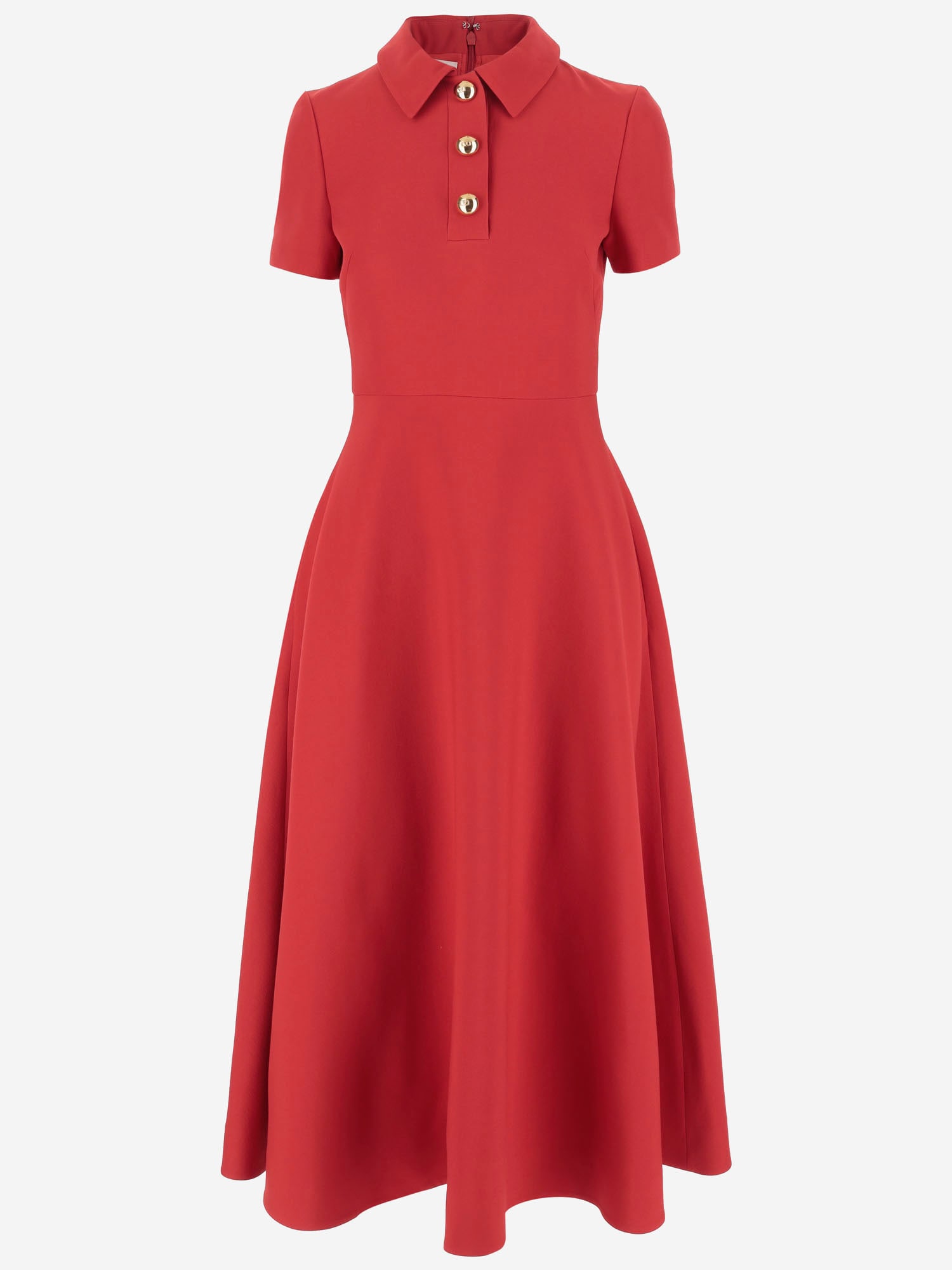 Shop Valentino Wool And Silk Long Dress In Red