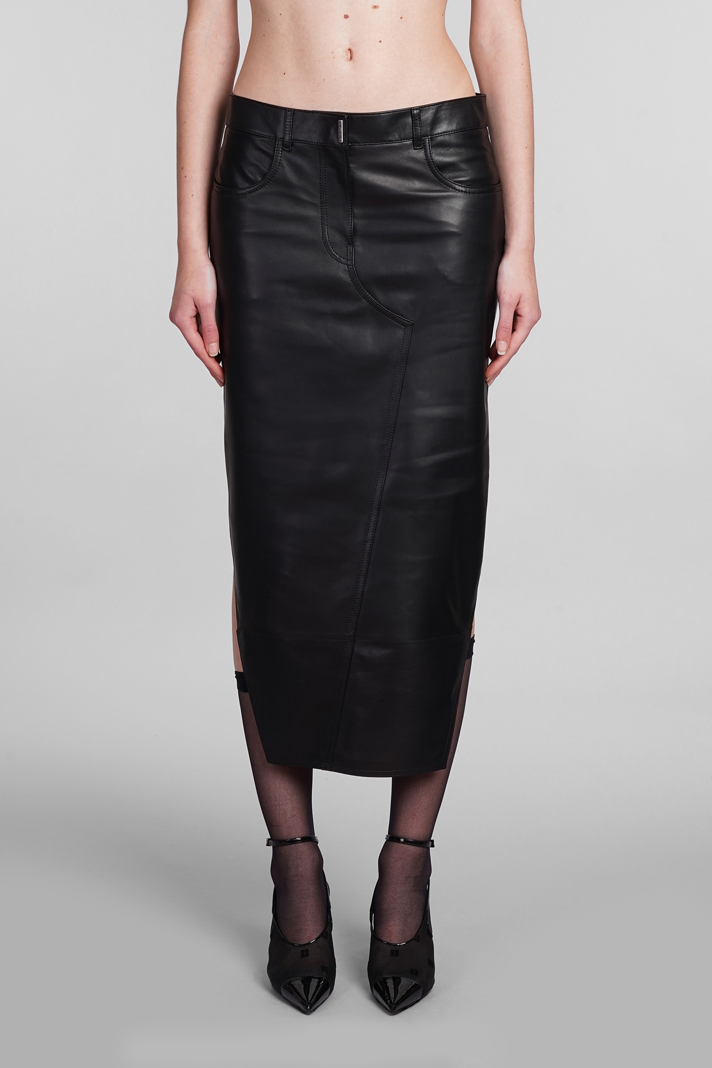 Shop Givenchy Skirt In Black Leather