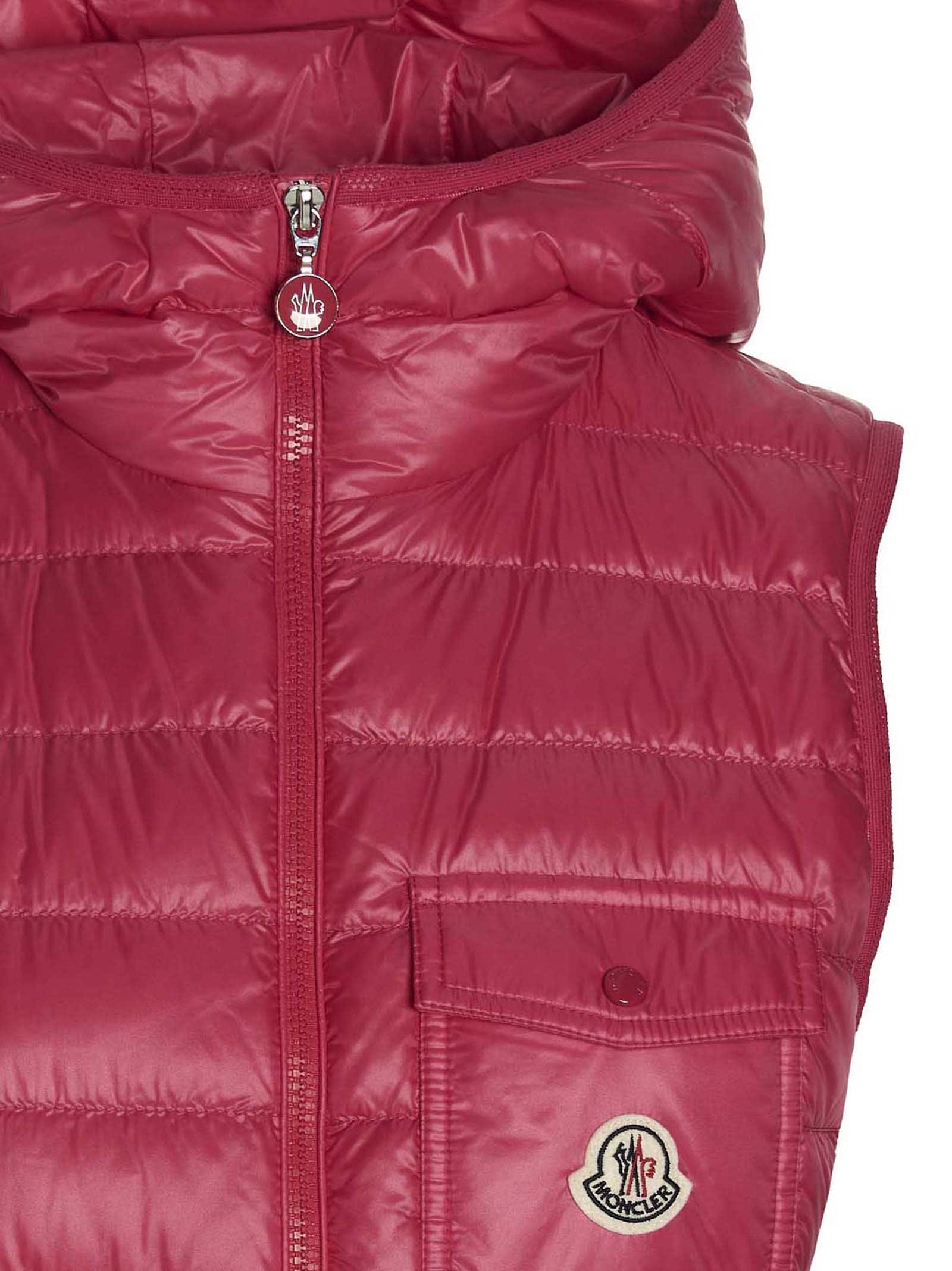 Moncler Glygos Zip-up Down Vest In Fuxia