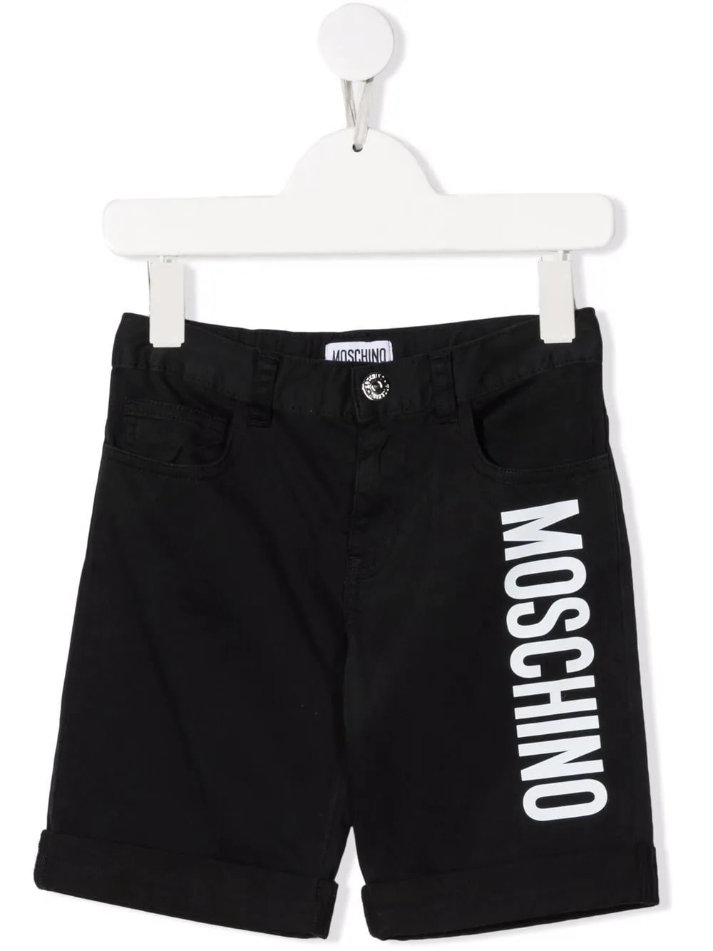 Moschino Kids Bermuda In Black Cotton With White Logo